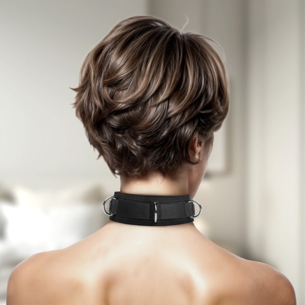 Neoprene Bondage Collar with D-Rings