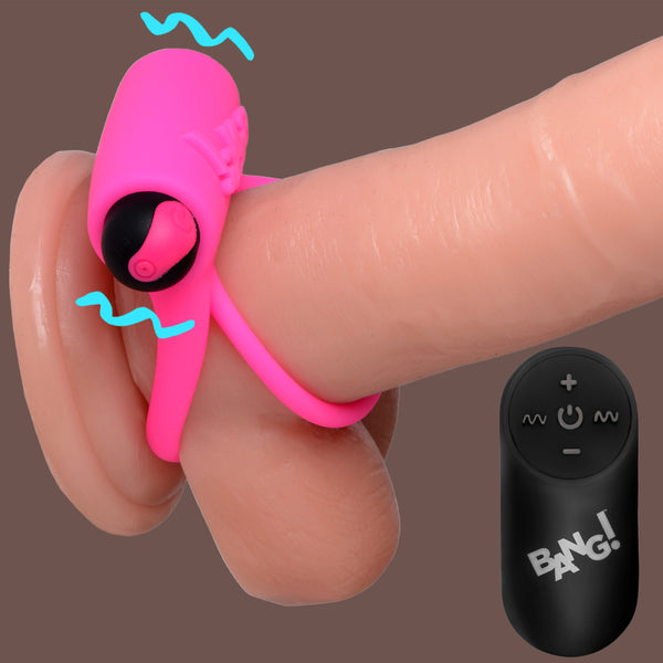 Remote Control 28X Vibrating Cock Ring and Bullet -