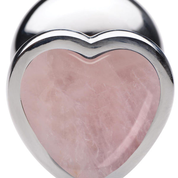 Authentic Rose Quartz Gemstone Heart Anal Plug - Small