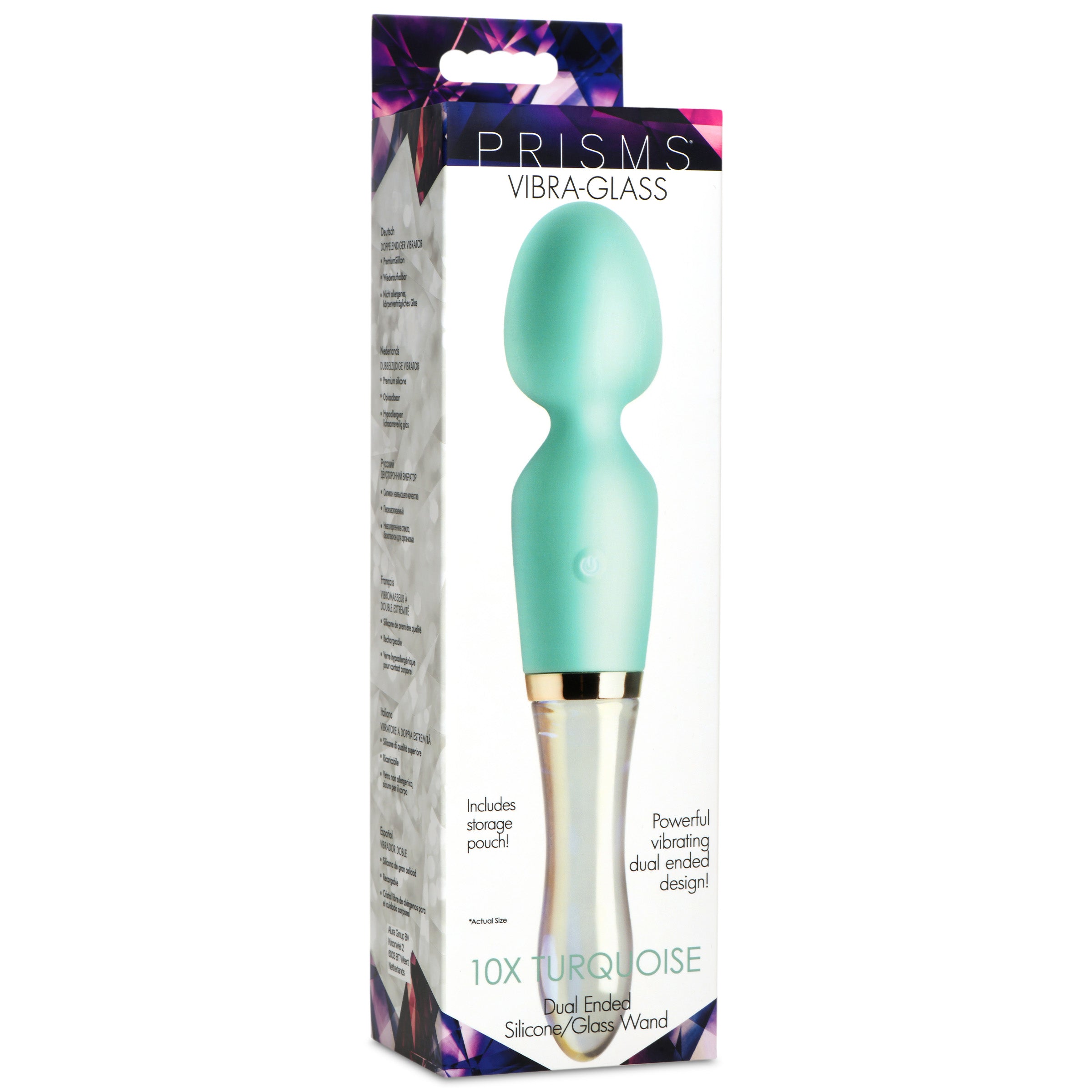 10X Turquoise Dual Ended Silicone and Glass Wand