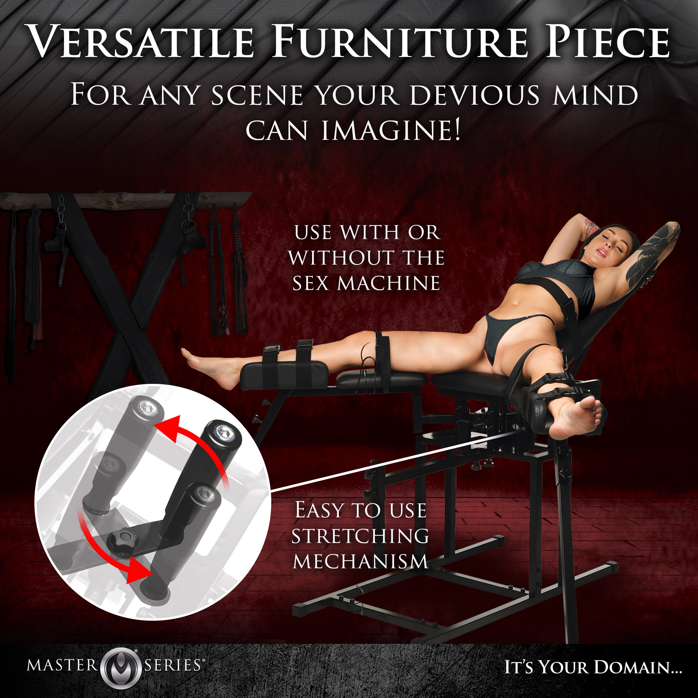 Leg Spreader Obedience Chair with Sex Machine