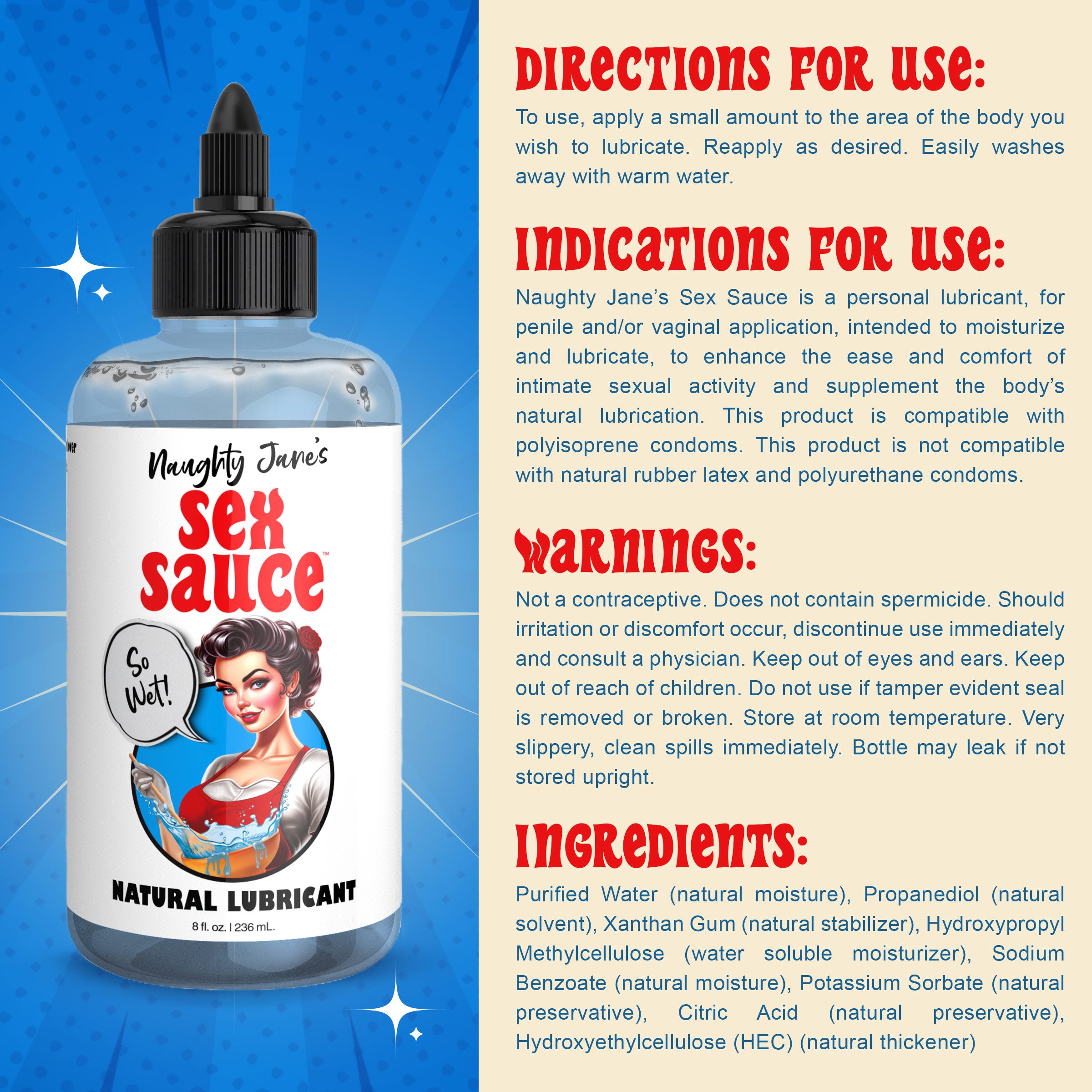 Naughty Jane's Sex Sauce Natural Lubricant - 16oz