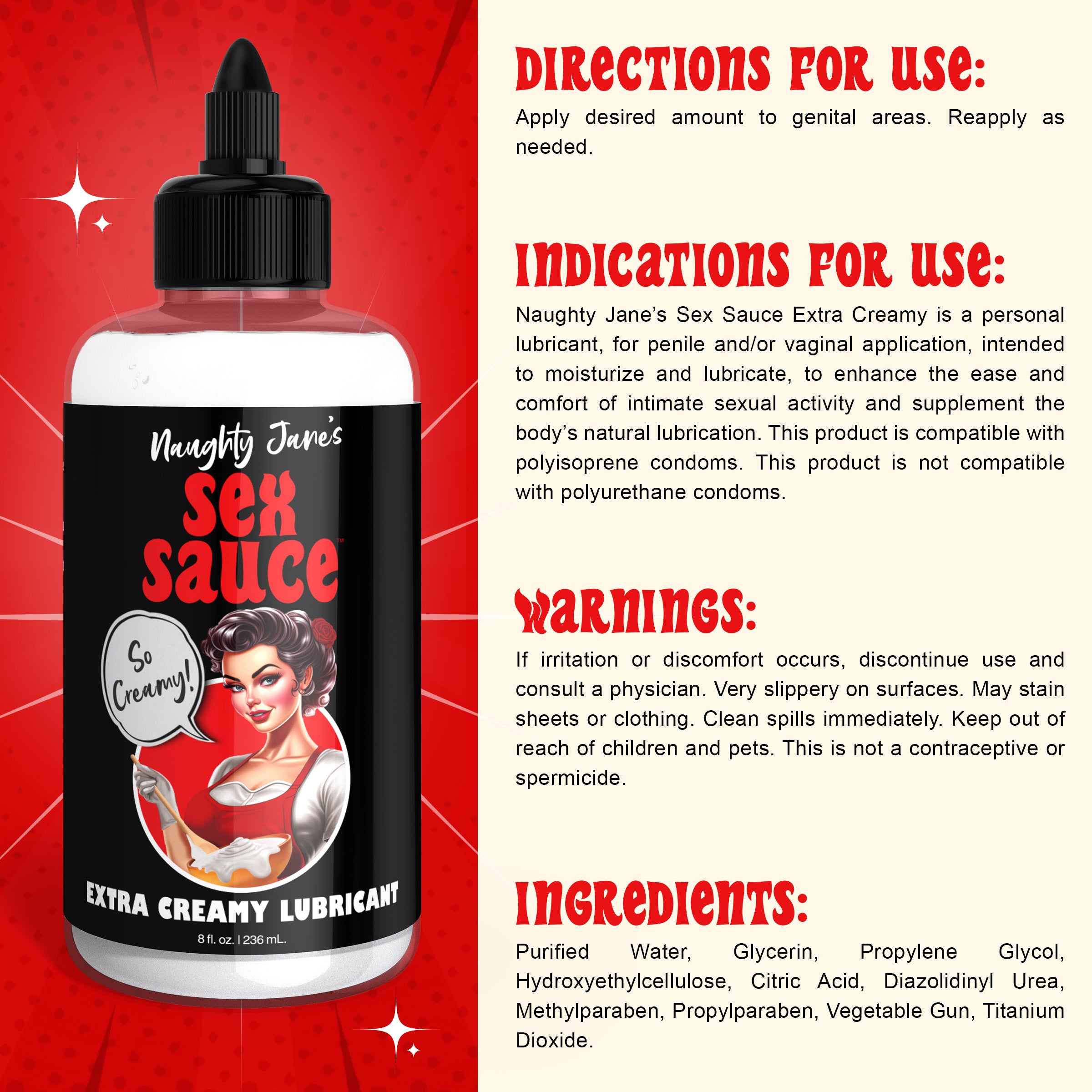 Naughty Jane's Sex Sauce Extra Creamy Lubricant - 16oz