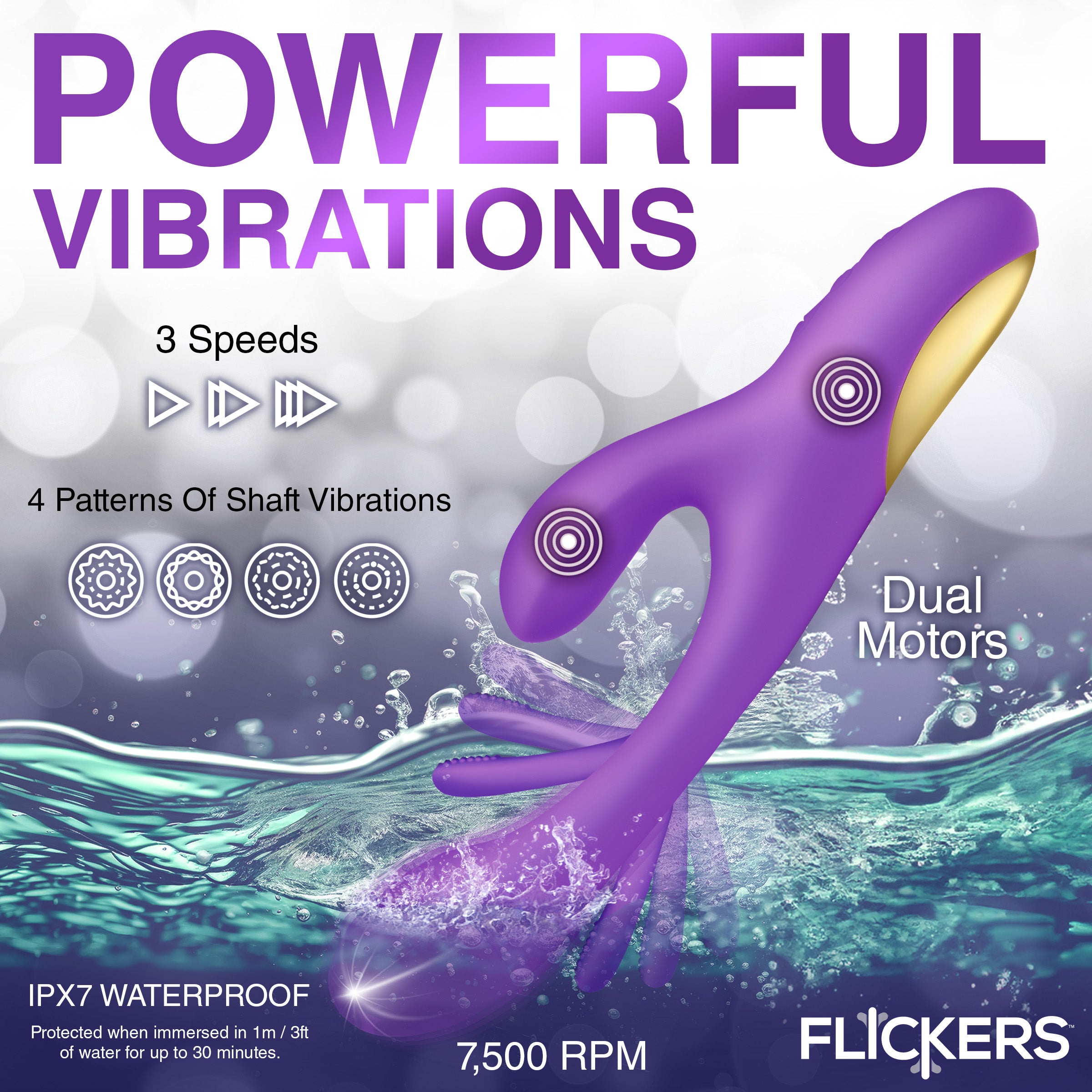 Tri Flick Silcione Flicking Rabbit Vibrator