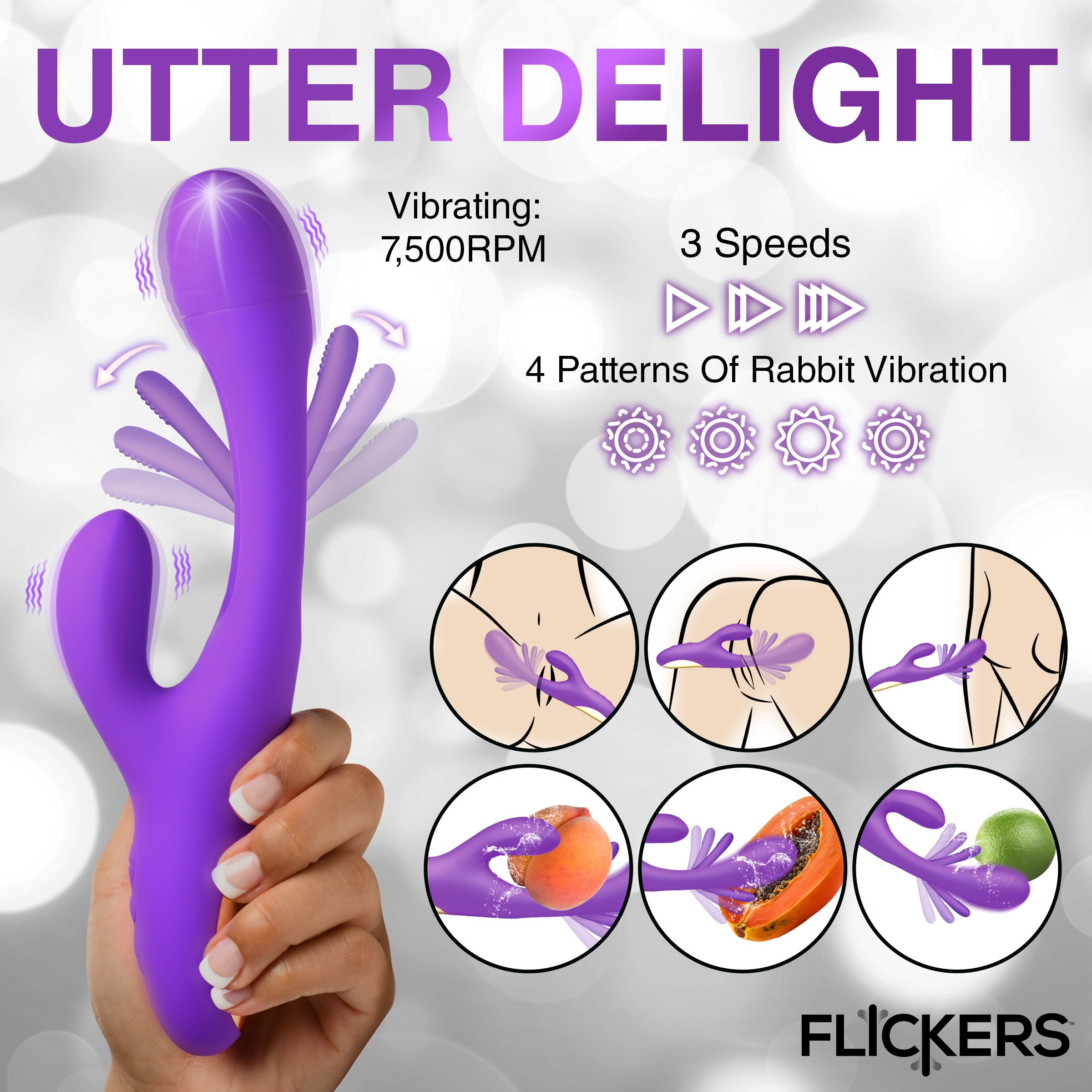 Tri Flick Silcione Flicking Rabbit Vibrator