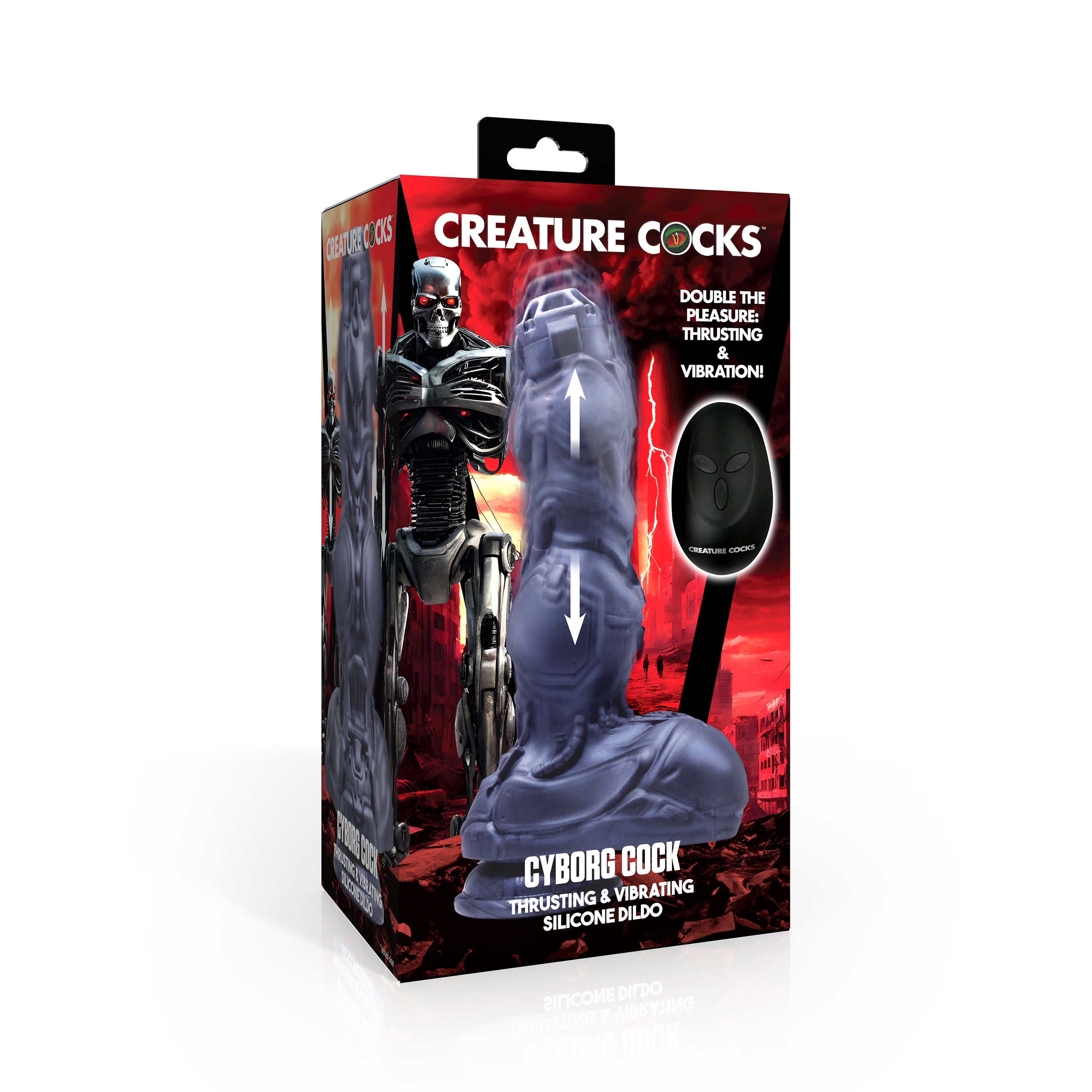 Cyborg Cock Thrusting and Vibrating Silicone Dildo