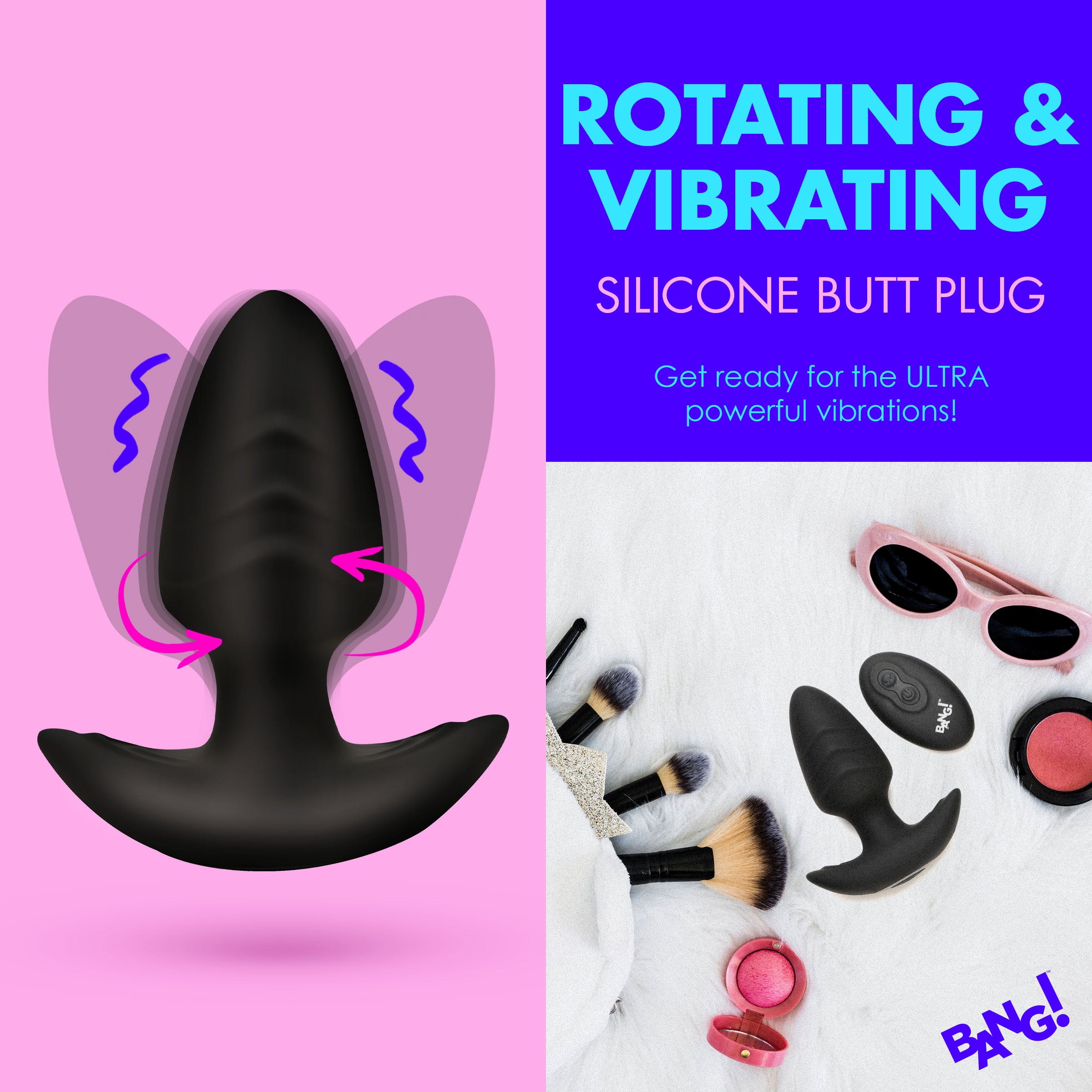 Rotating and Vibrating Silicone Butt Plug -