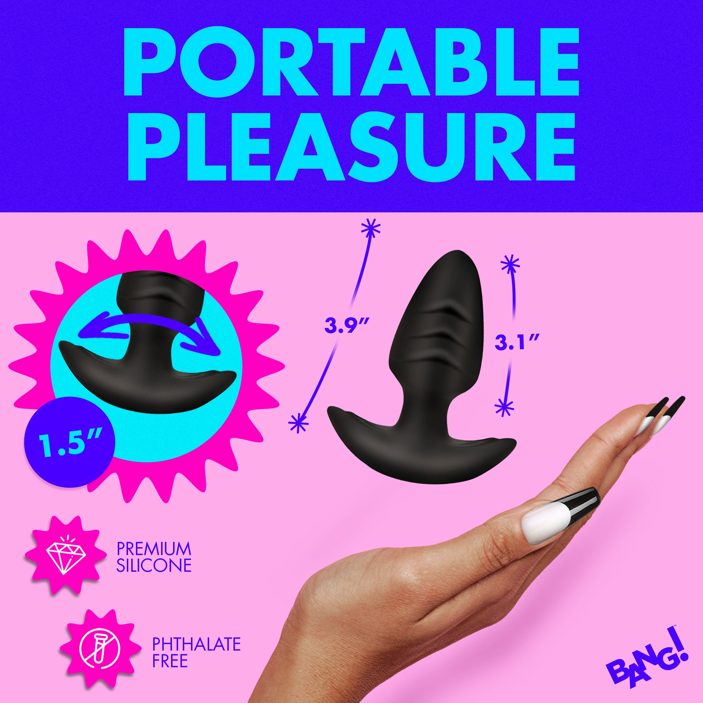 Rotating and Vibrating Silicone Butt Plug -