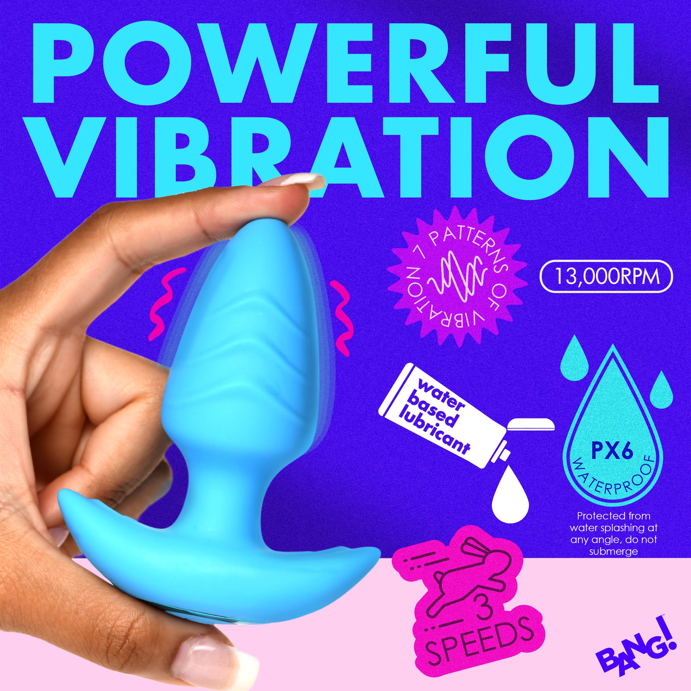 Rotating and Vibrating Silicone Butt Plug -