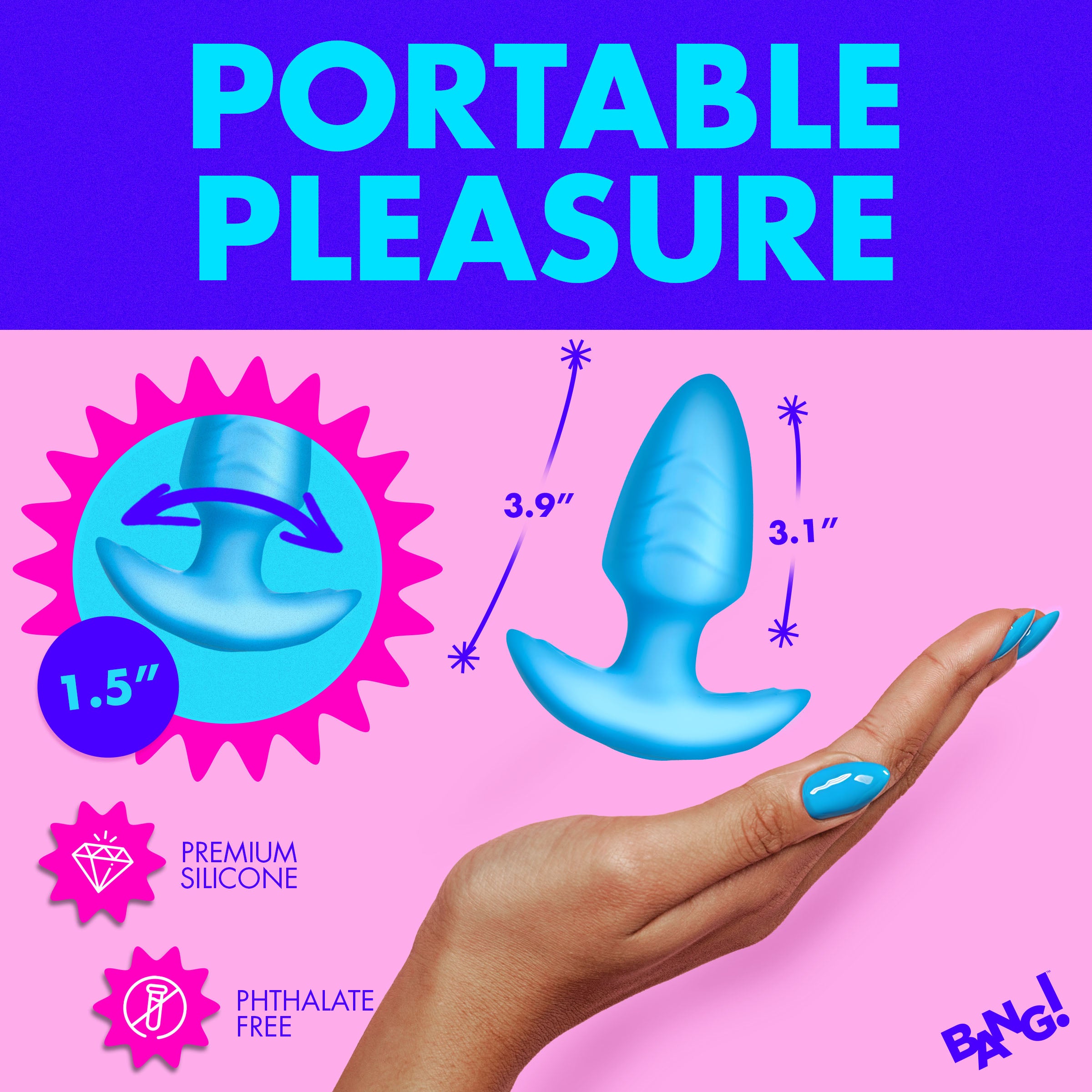 Rotating and Vibrating Silicone Butt Plug -