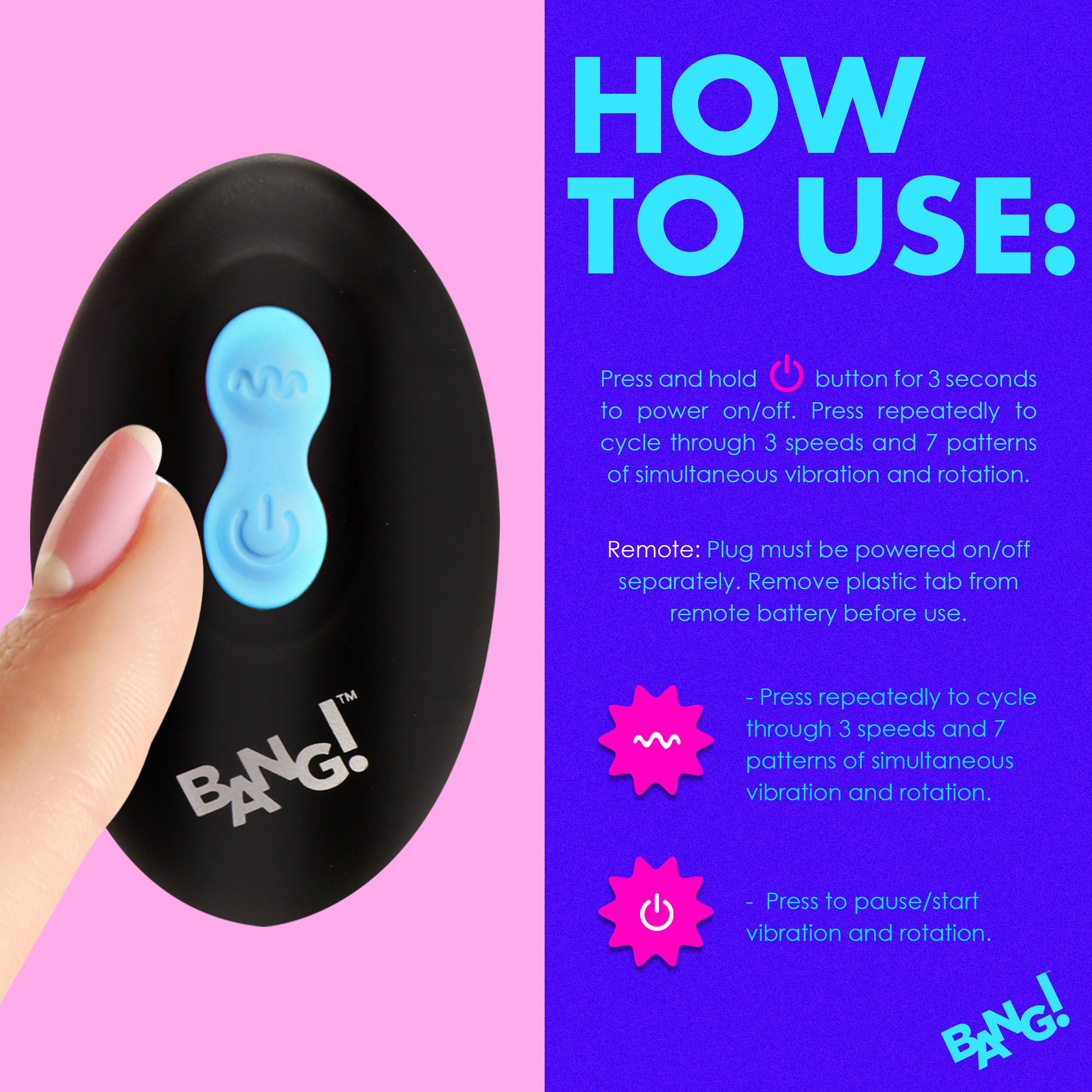 Rotating and Vibrating Silicone Butt Plug -