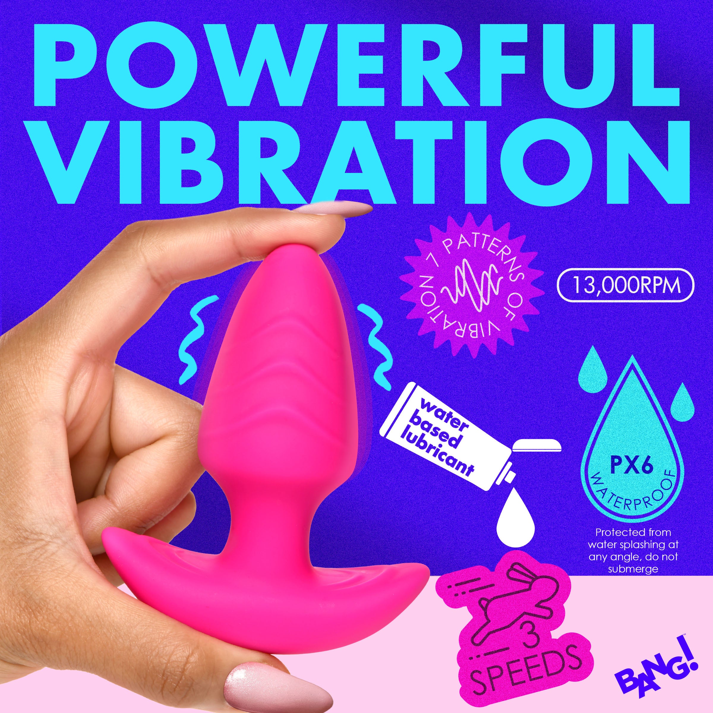 Rotating and Vibrating Silicone Butt Plug -