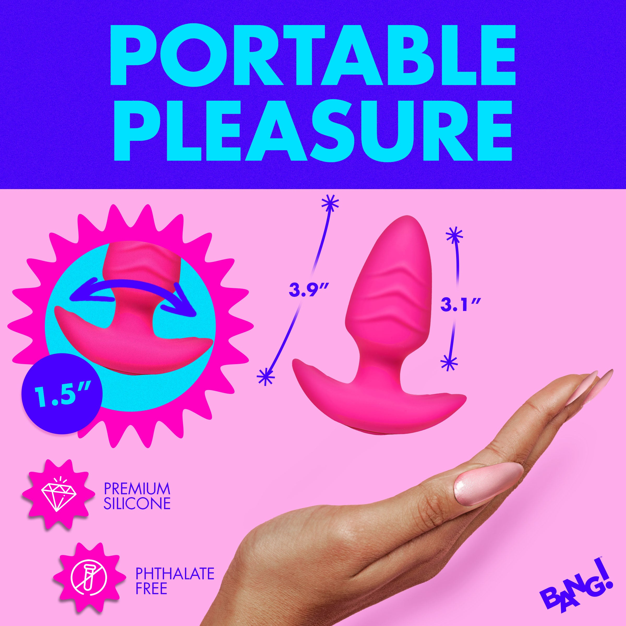 Rotating and Vibrating Silicone Butt Plug -