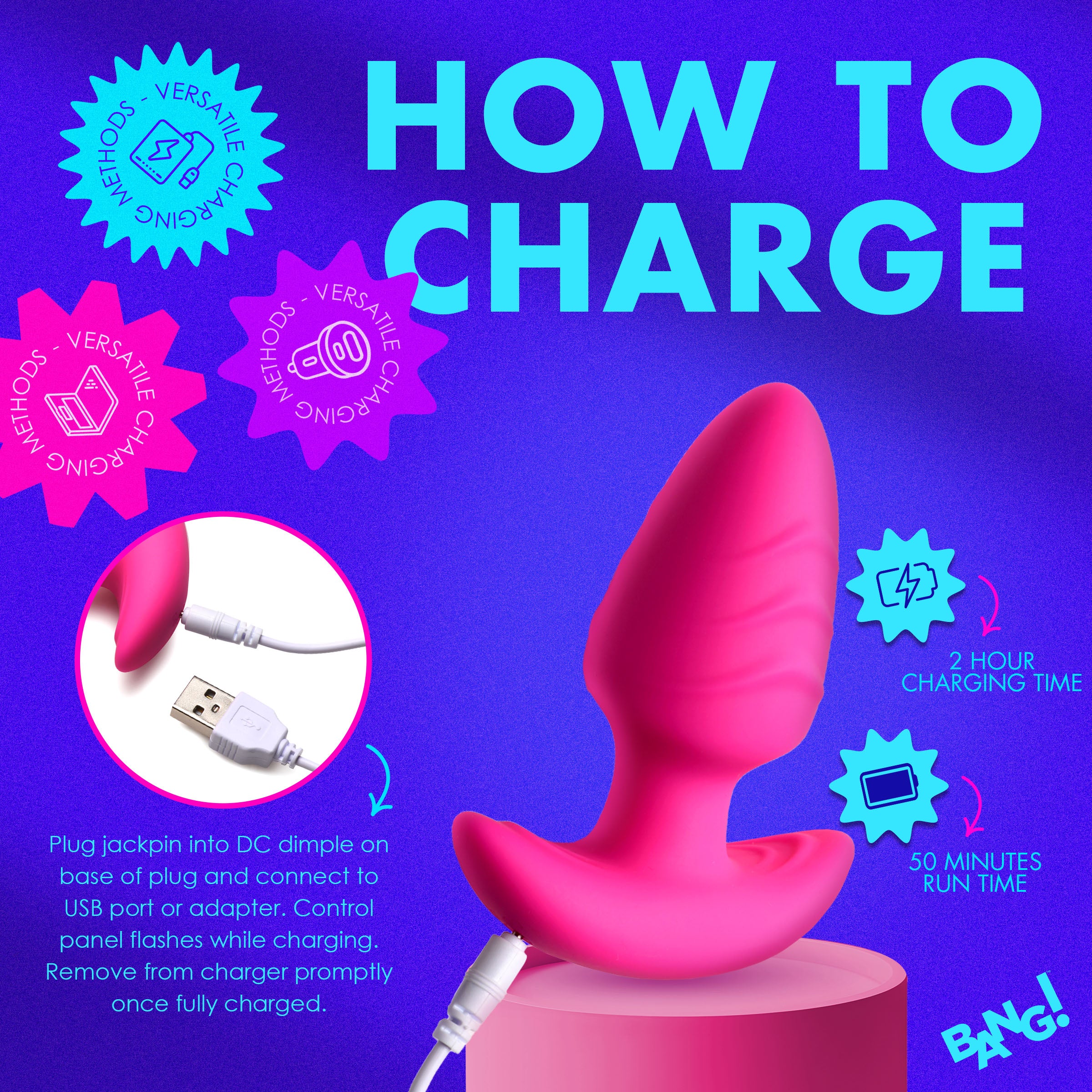 Rotating and Vibrating Silicone Butt Plug -