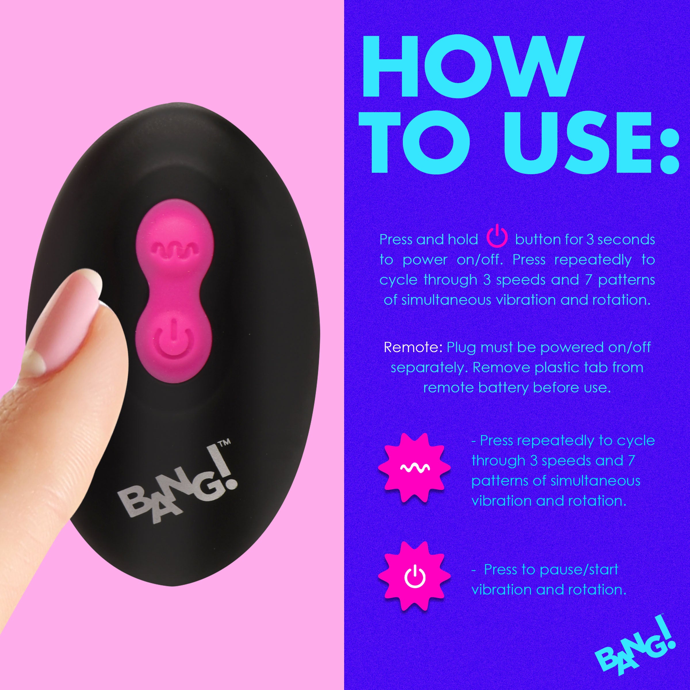 Rotating and Vibrating Silicone Butt Plug -