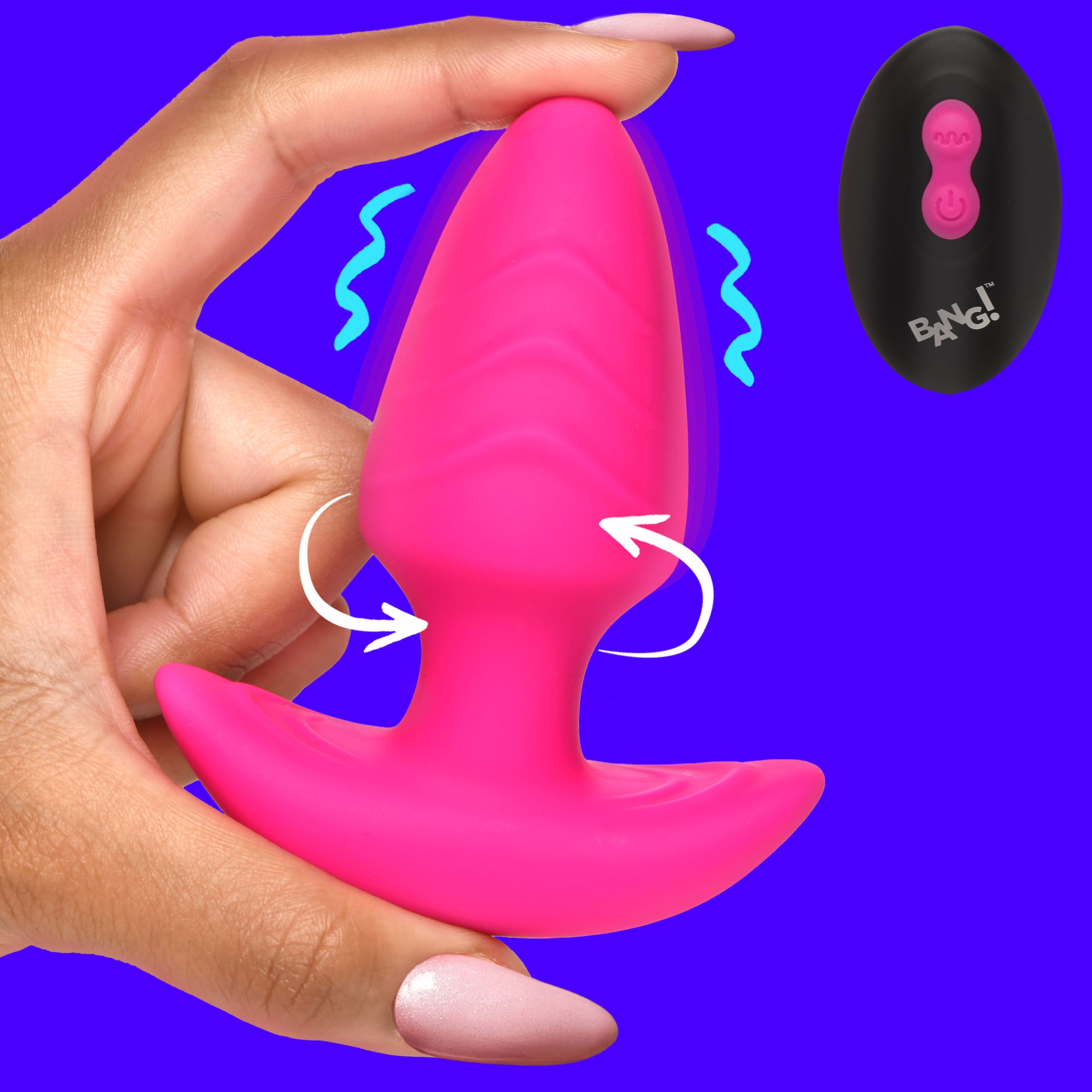 Rotating and Vibrating Silicone Butt Plug -