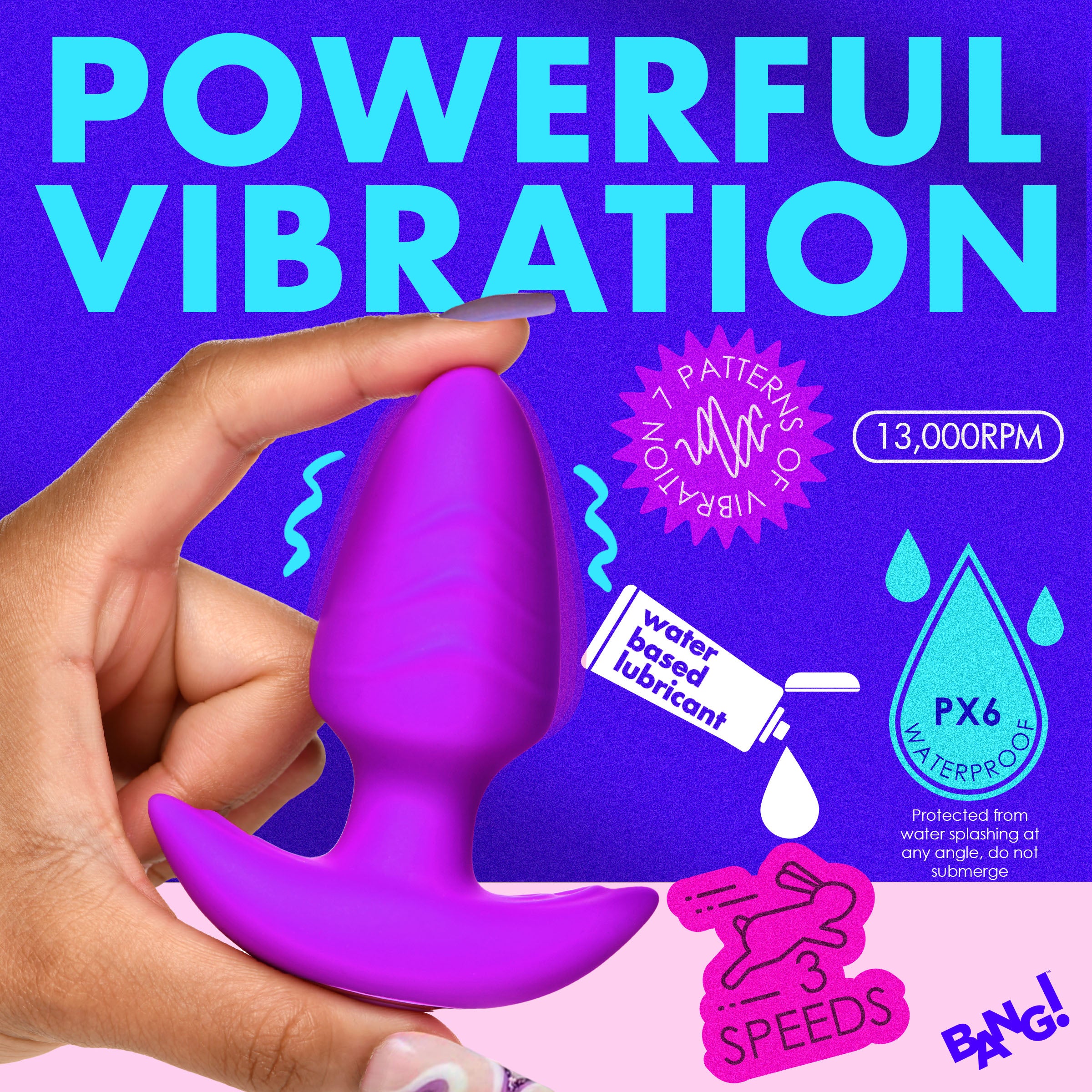 Rotating and Vibrating Silicone Butt Plug -