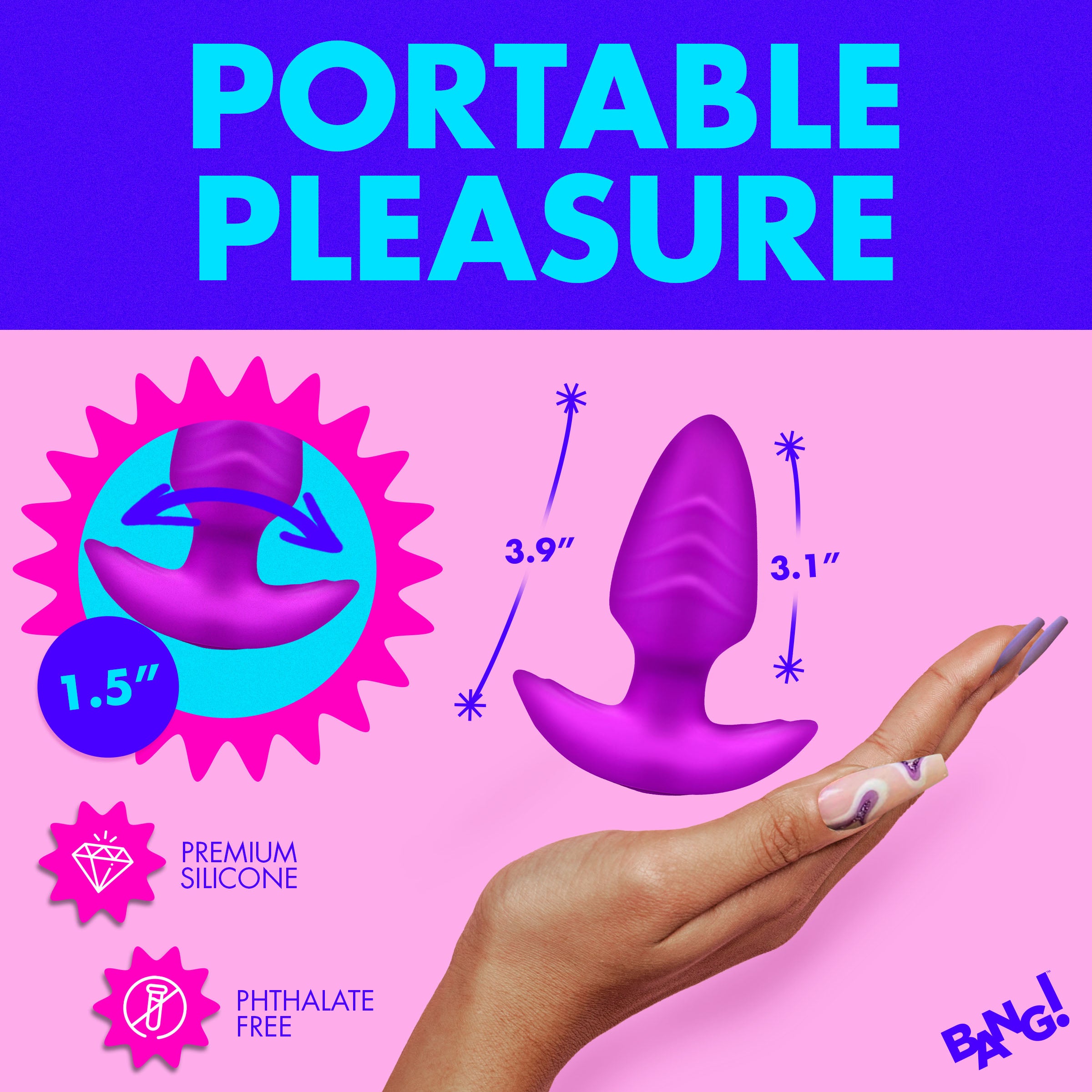 Rotating and Vibrating Silicone Butt Plug -