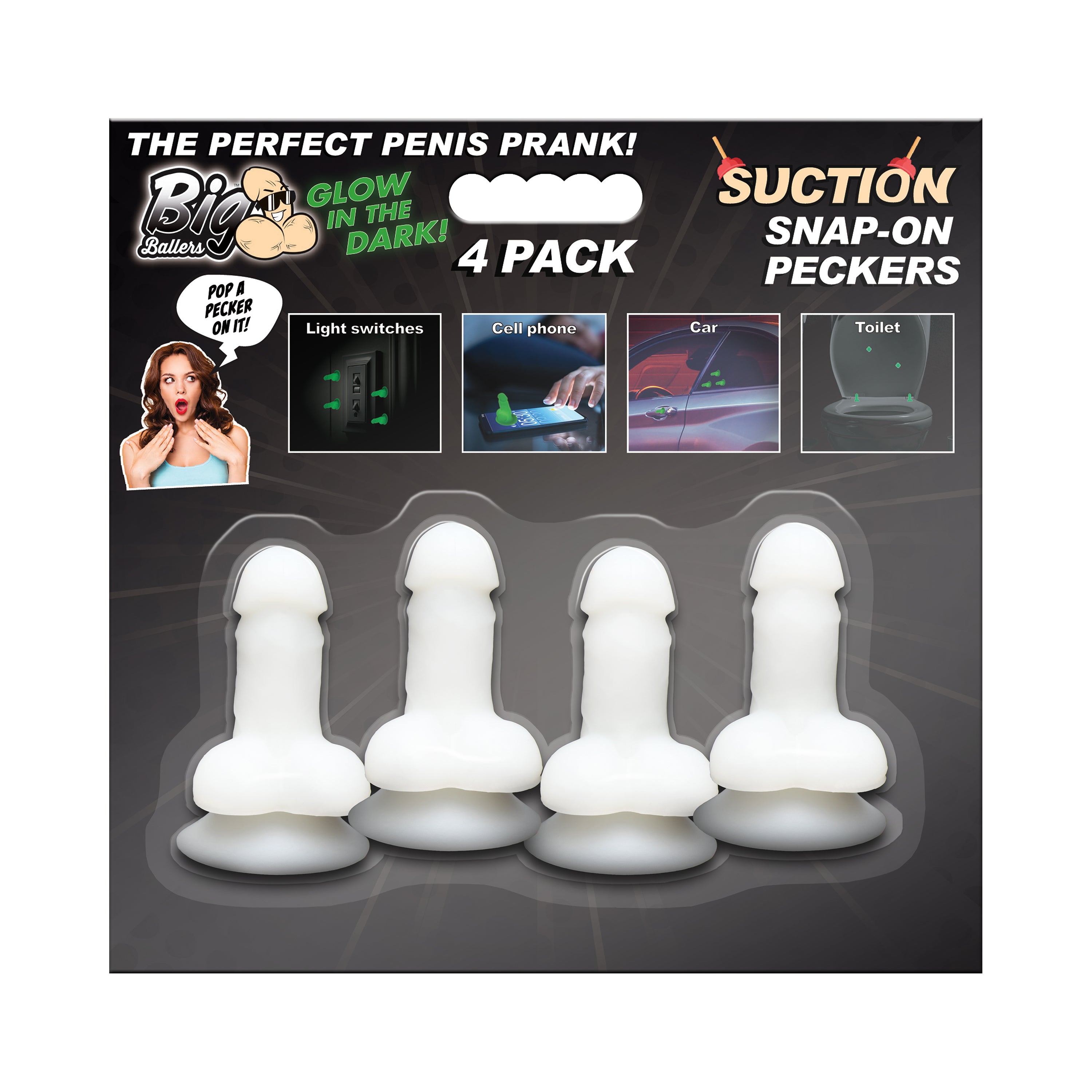 Glow-In-The-Dark Suction Snap-on Peckers