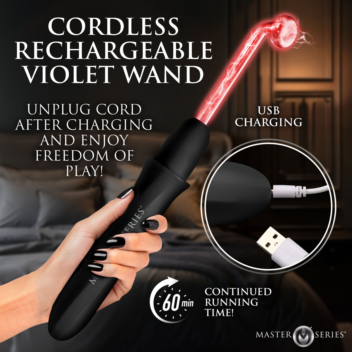 Elektrawand Rechargeable Violet Wand with Attachments -