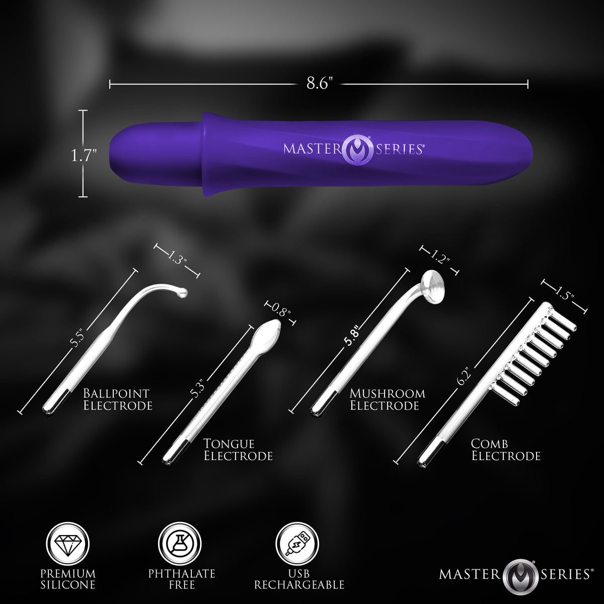 Elektrawand Rechargeable Violet Wand with Attachments -