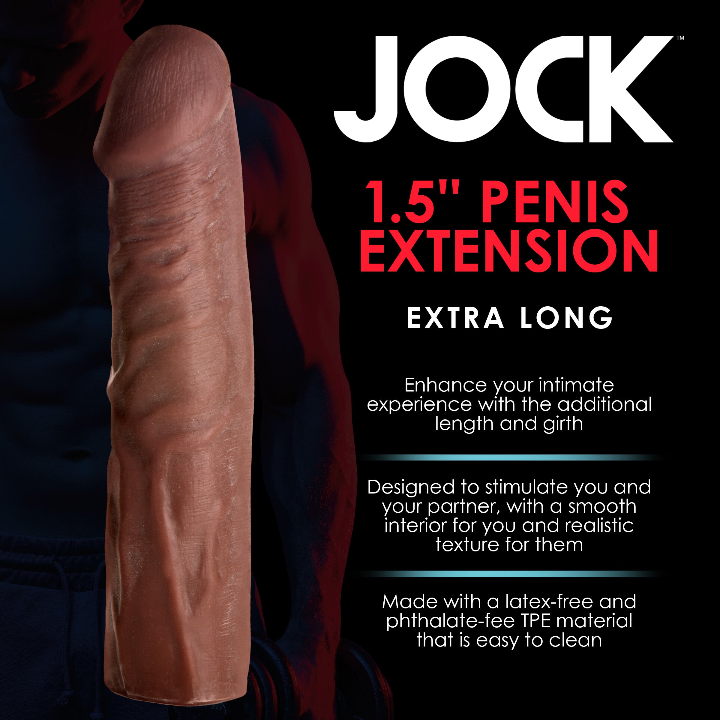 Extra Long 1.5 Inch Penis Extension - Dark