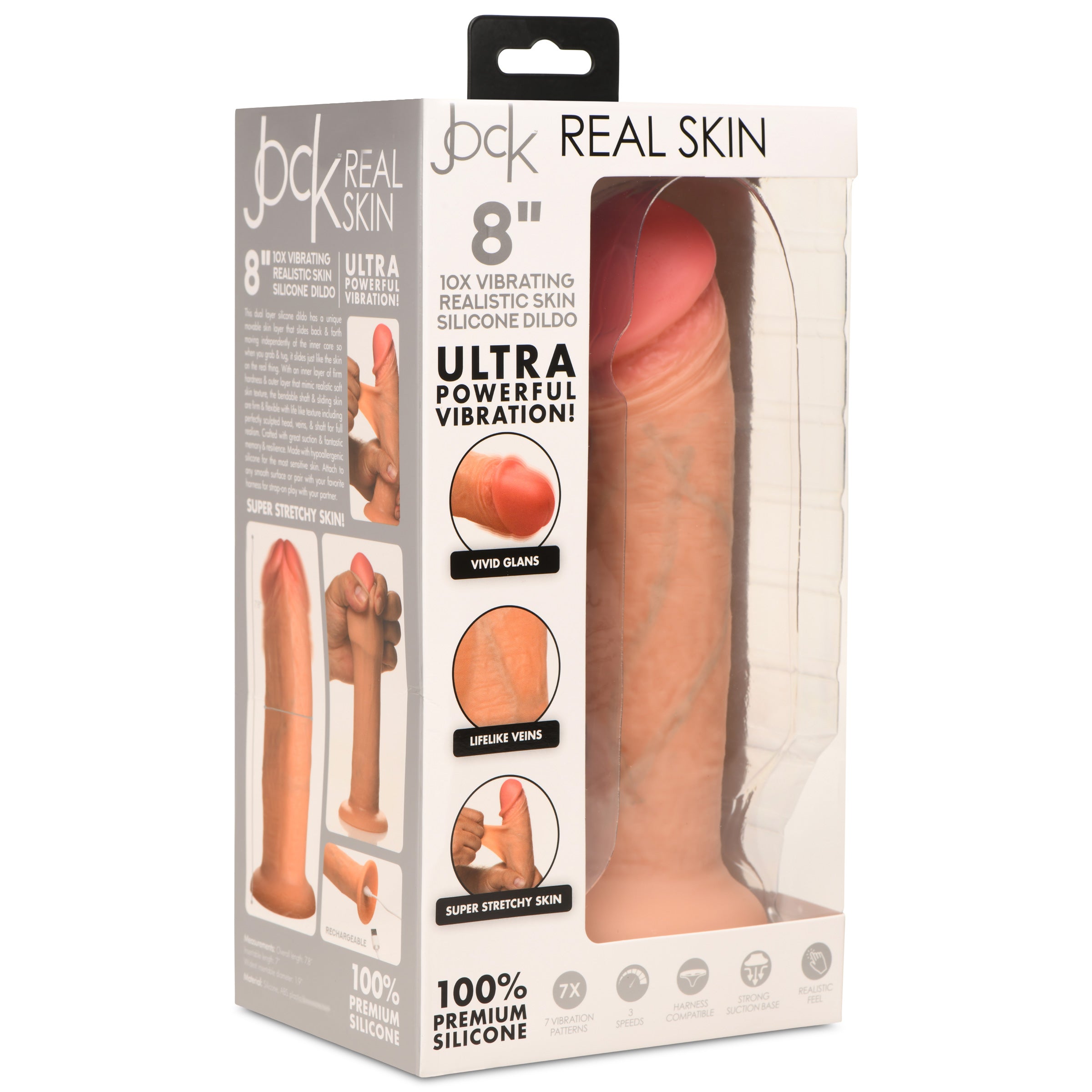 10X Real Skin 8 inch Vibrating Dildo