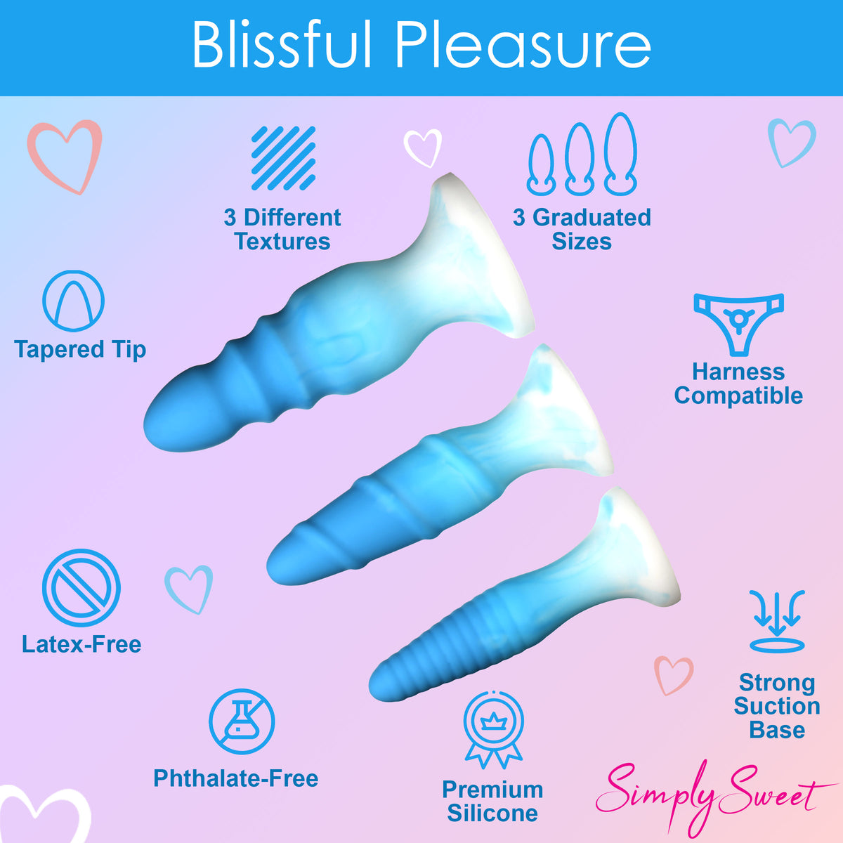 3 Piece Silicone Butt Plug Set -