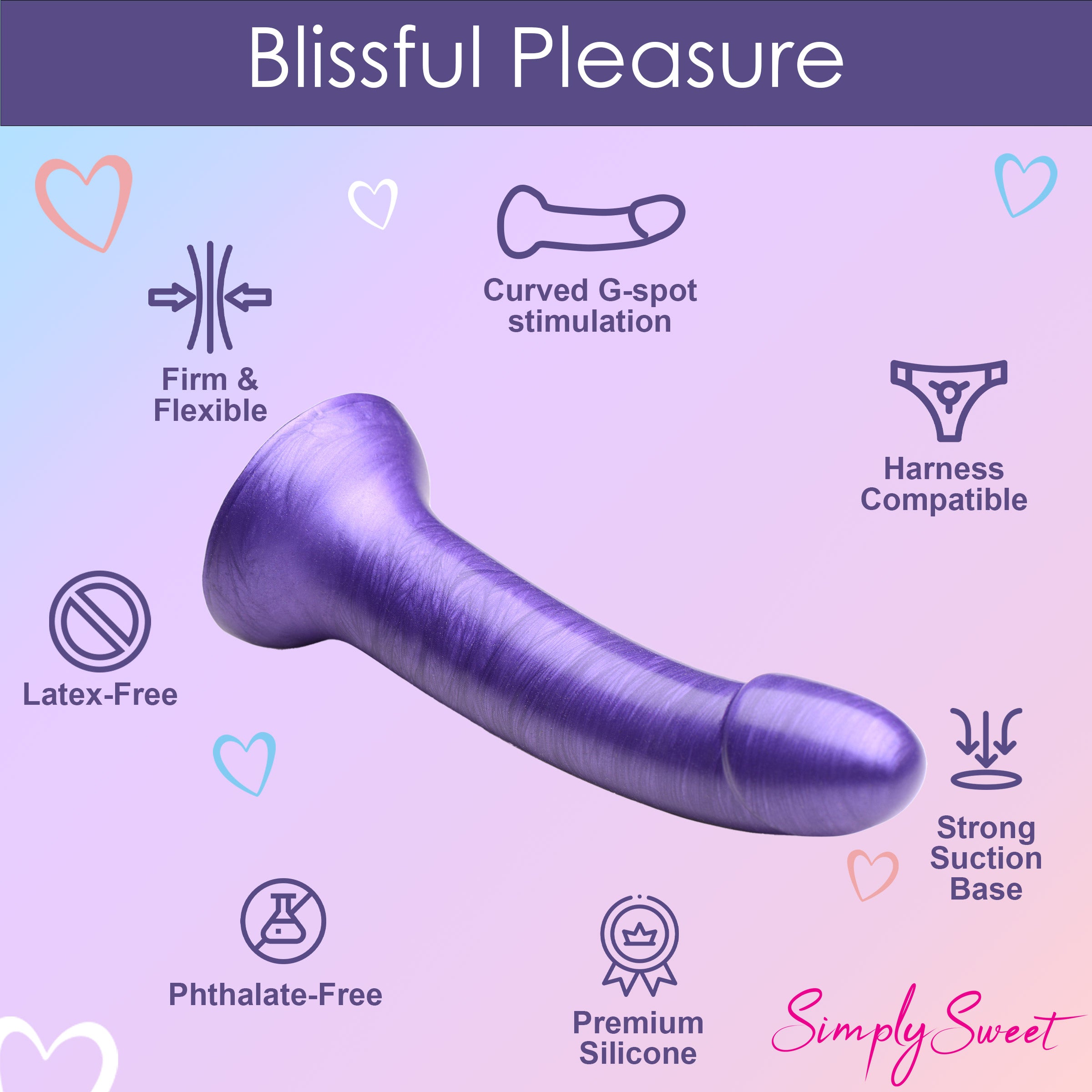 Metallic Silicone 7 Inch Dildo -