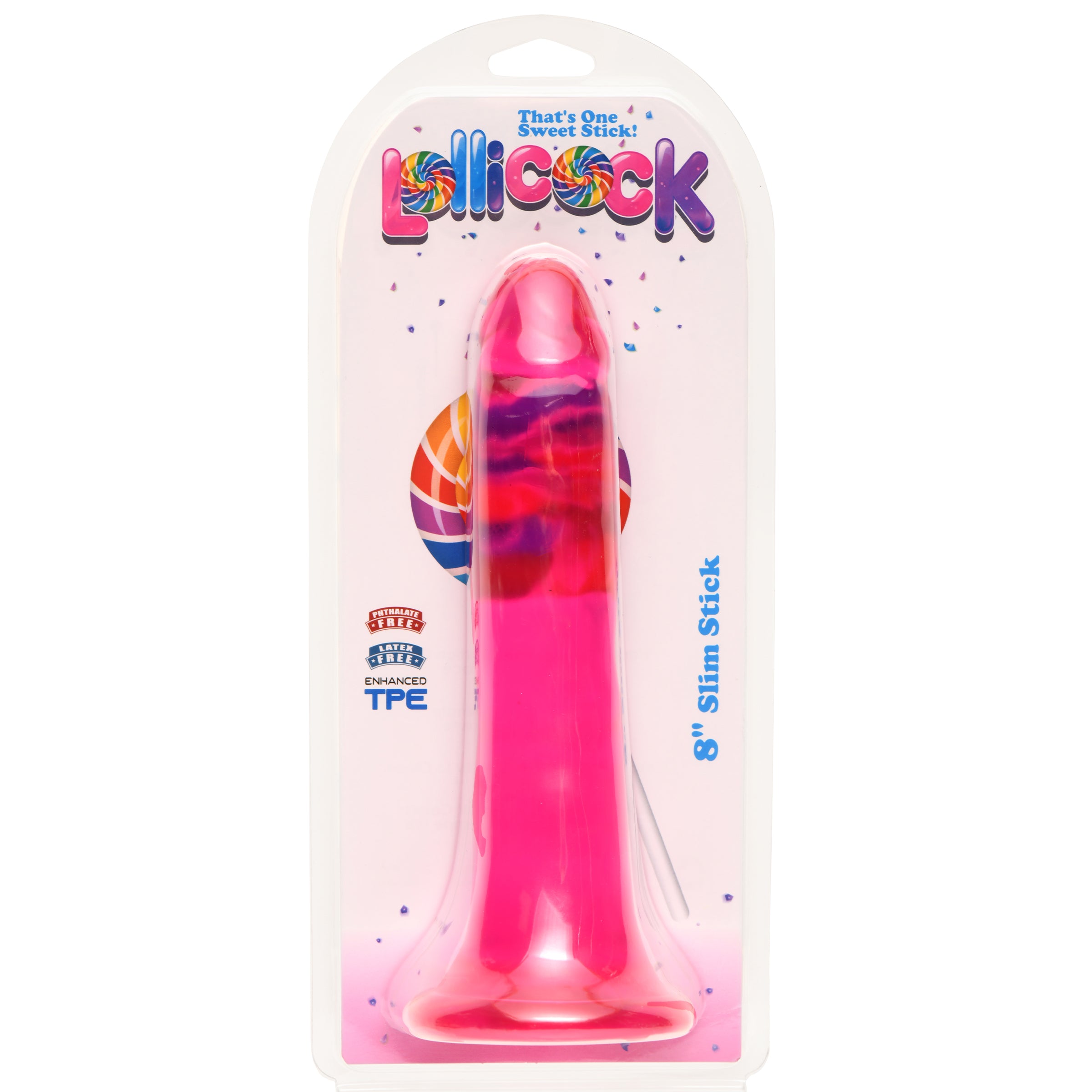 8 Inch Slim Stick with Balls Grape Ice Dildo