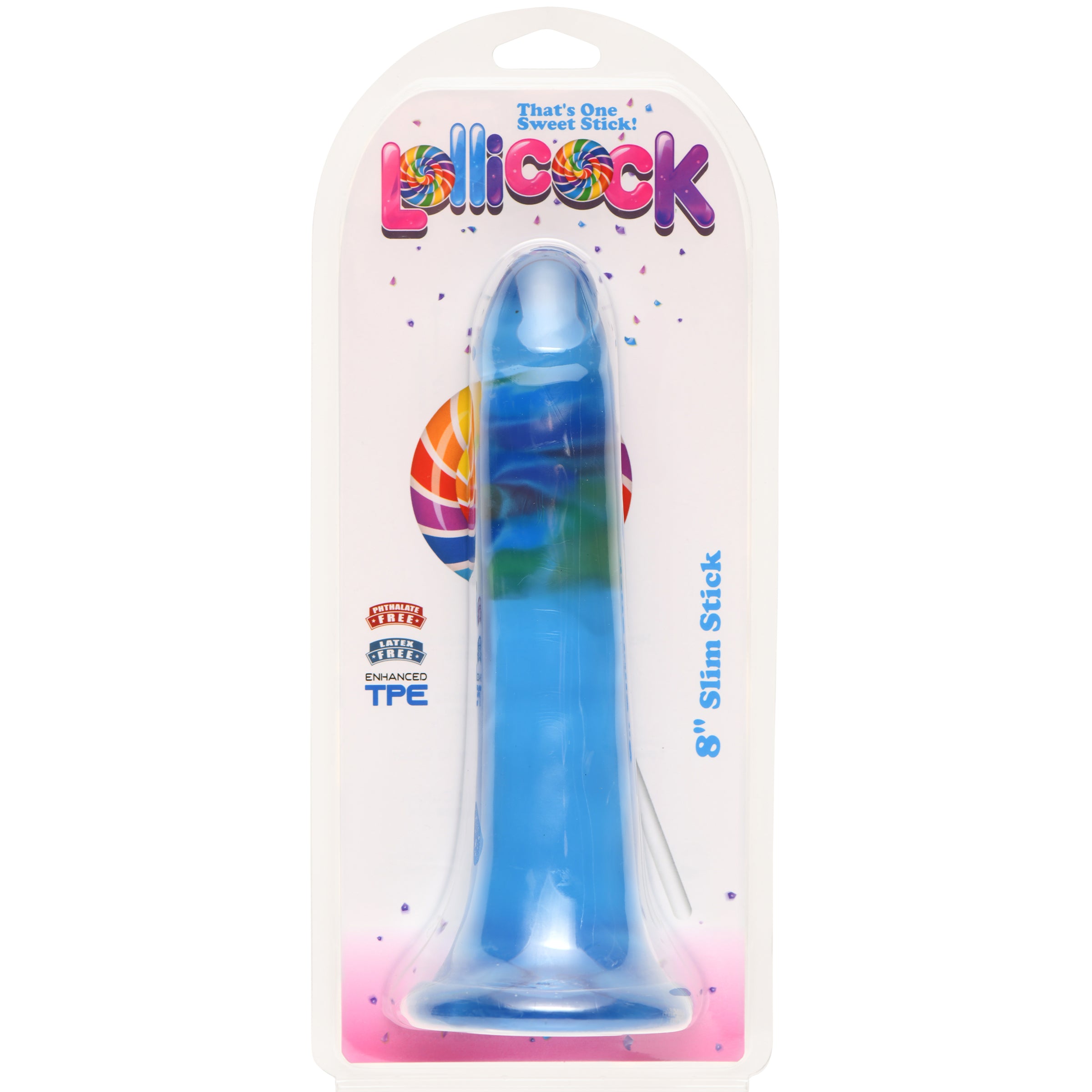 8 Inch Slim Stick with Balls Grape Ice Dildo