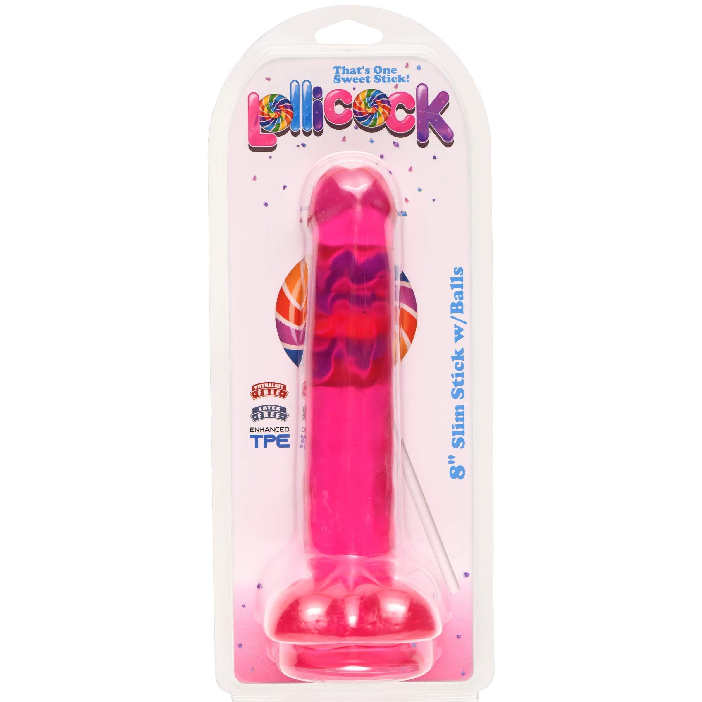 8 Inch Slim Stick with Balls Grape Ice Dildo