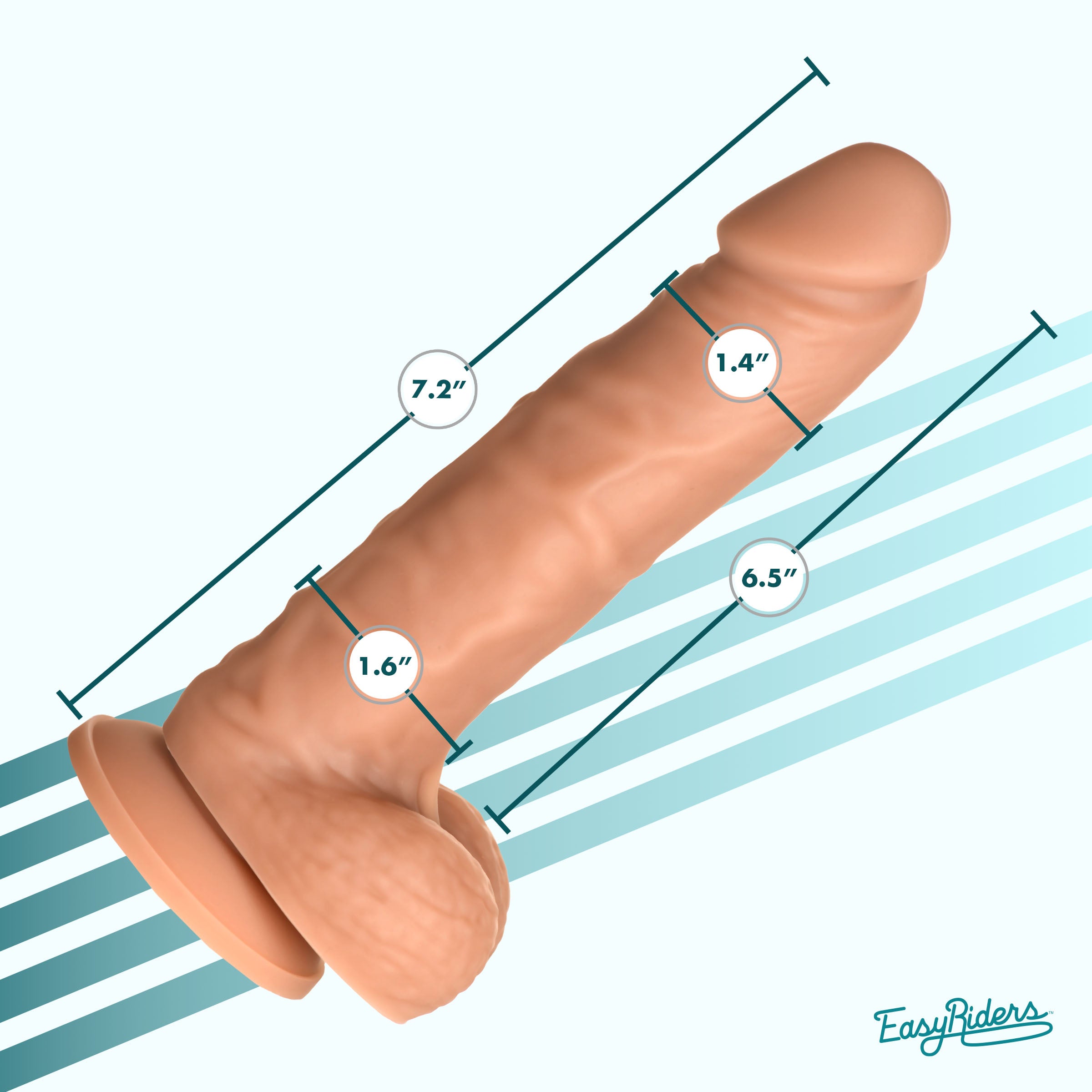 Easy Riders 7 Inch Silicone Dildo with Balls - Medium