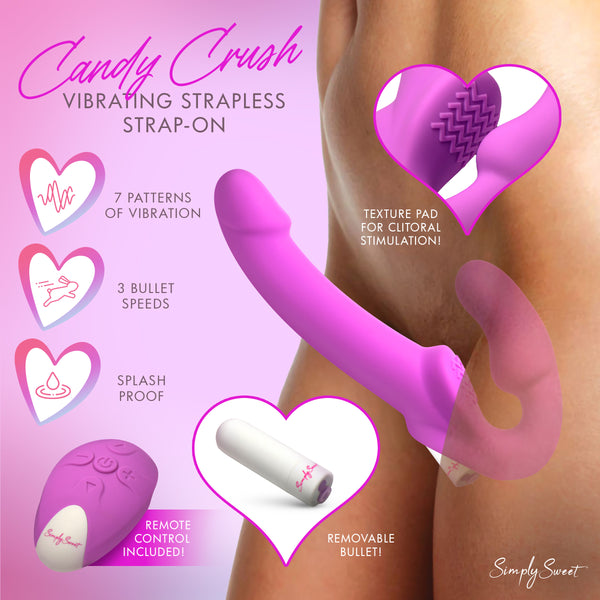 Candy Crush -  Vibrating Strapless Strap-On w/ Remote