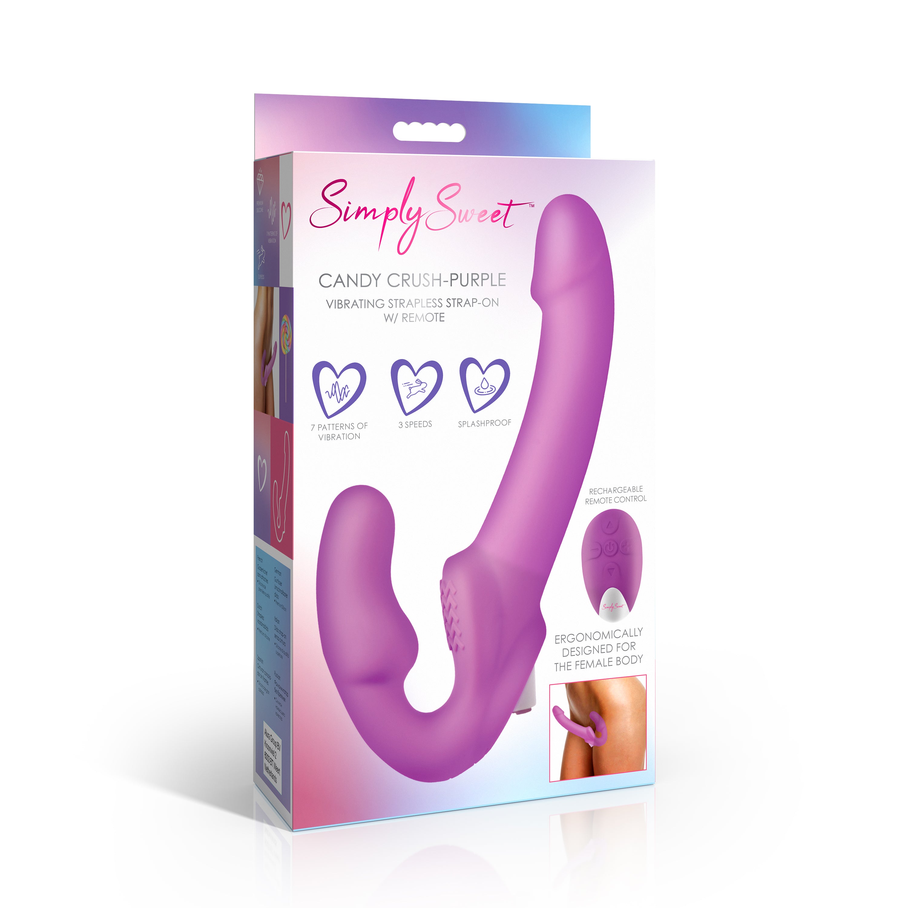 Candy Crush - Purple Vibrating Strapless Strap-On w/ Remote