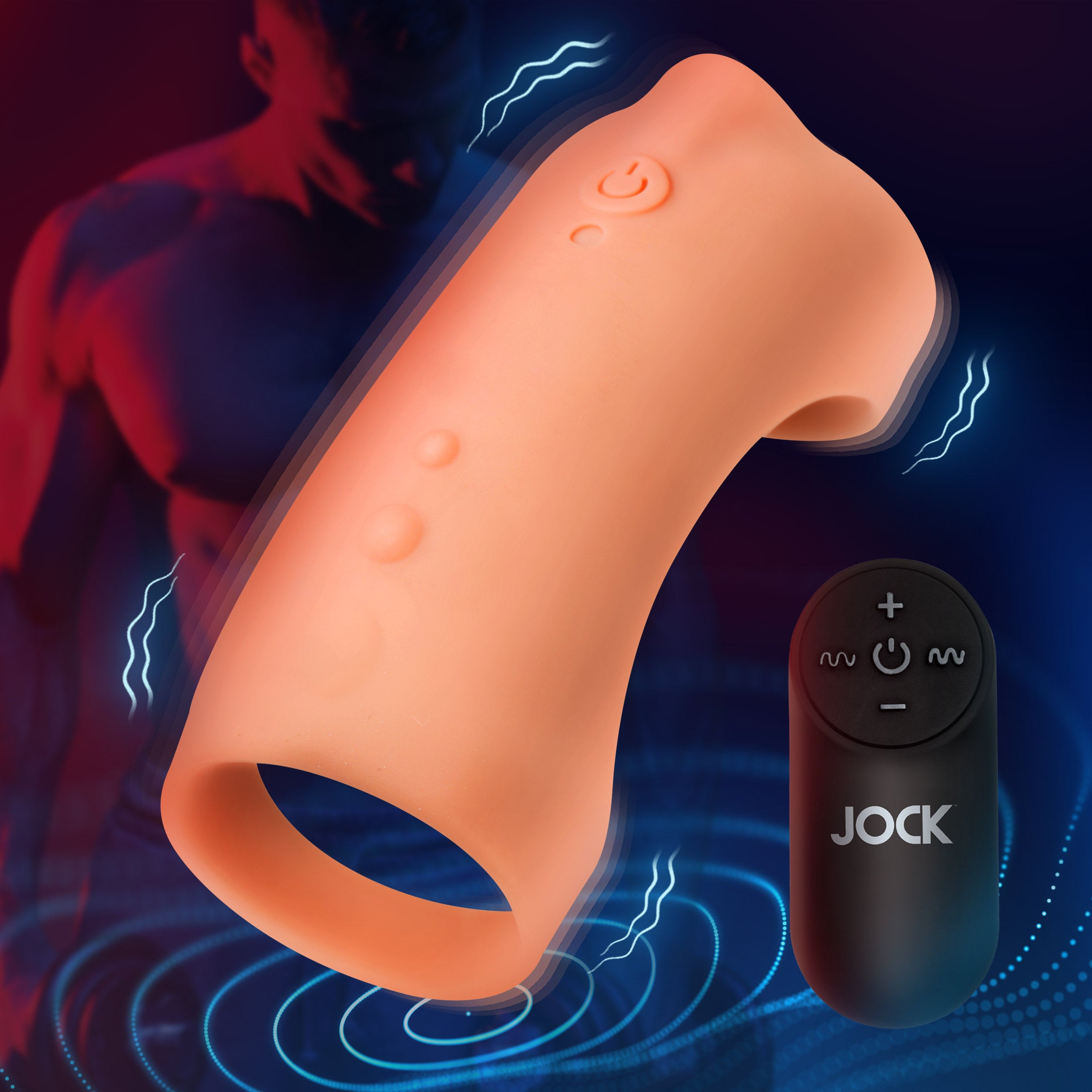 Vibrating Silicone Penis Sleeve - Dark