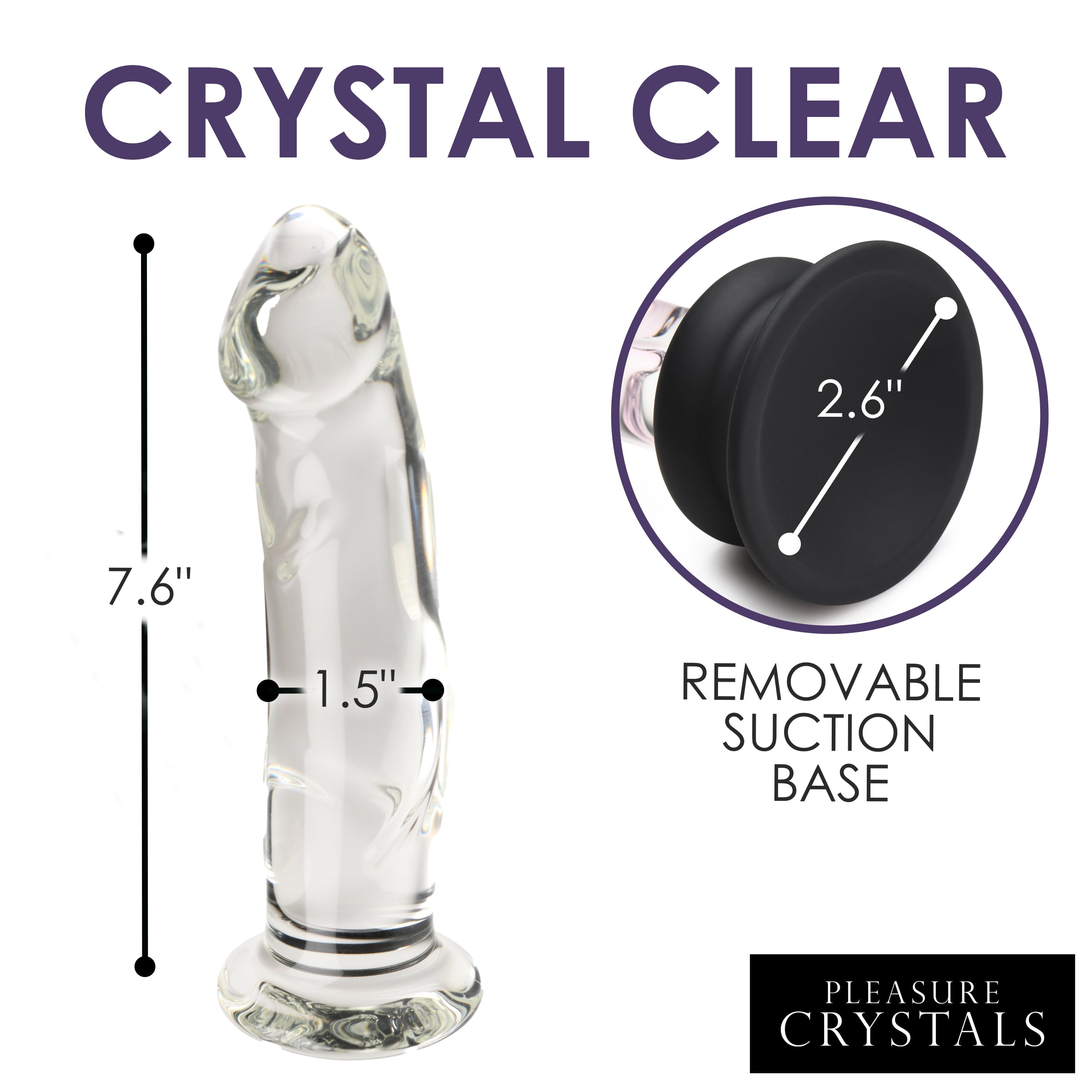 Glass Dildo with Silicone Base - 7.6 Inch