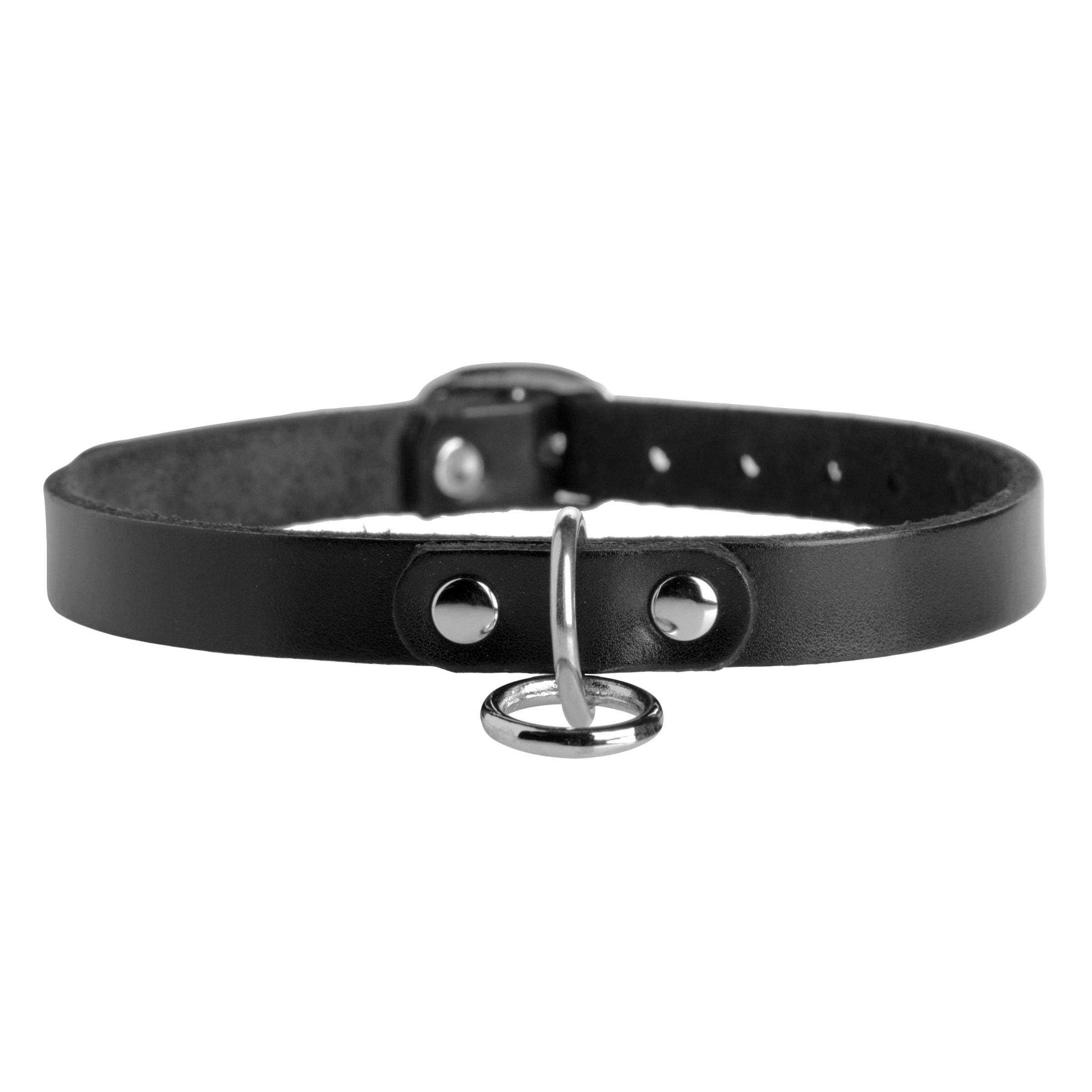 Unisex Leather Choker with O-Ring- ML