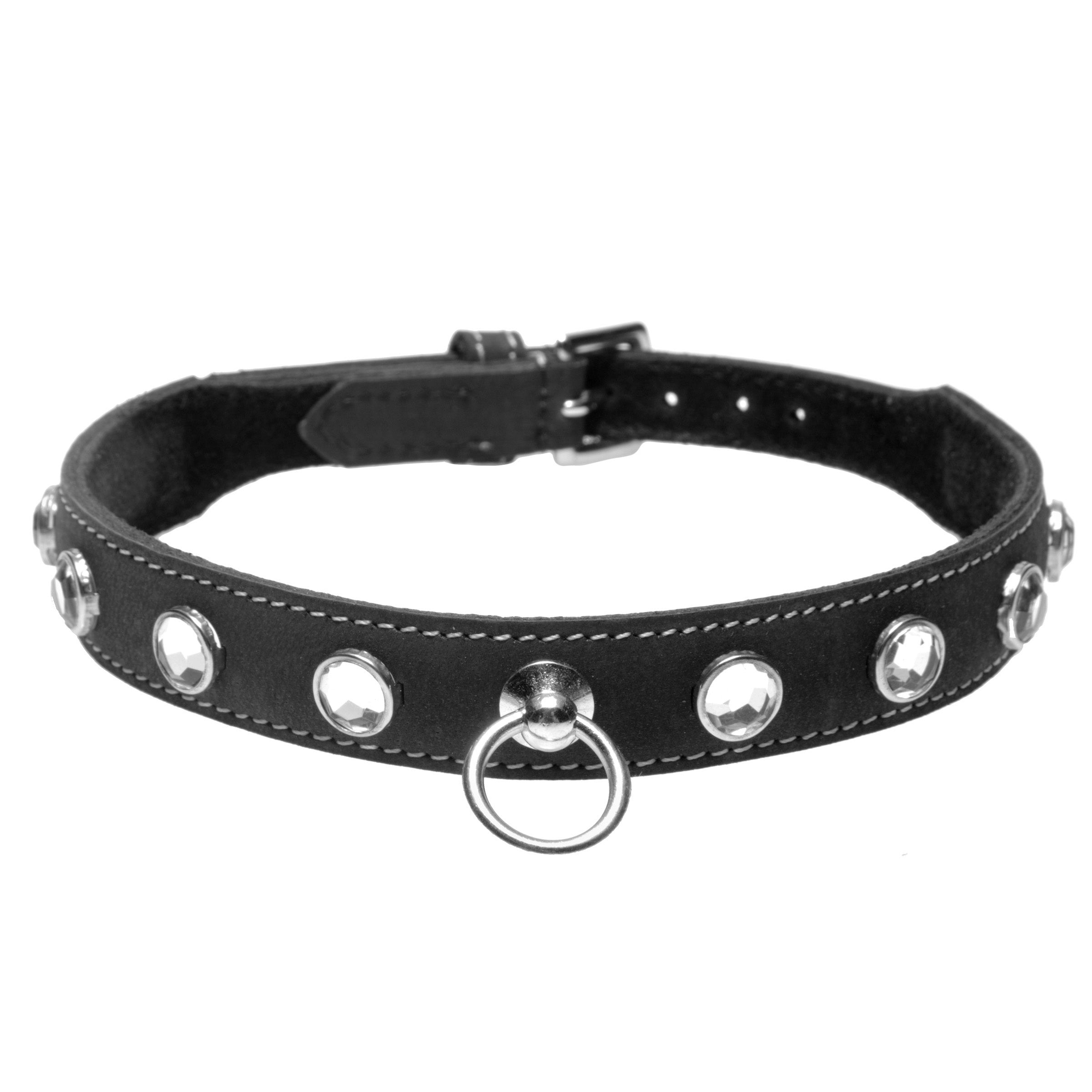 Leather Rhinestone Collar- Diamond