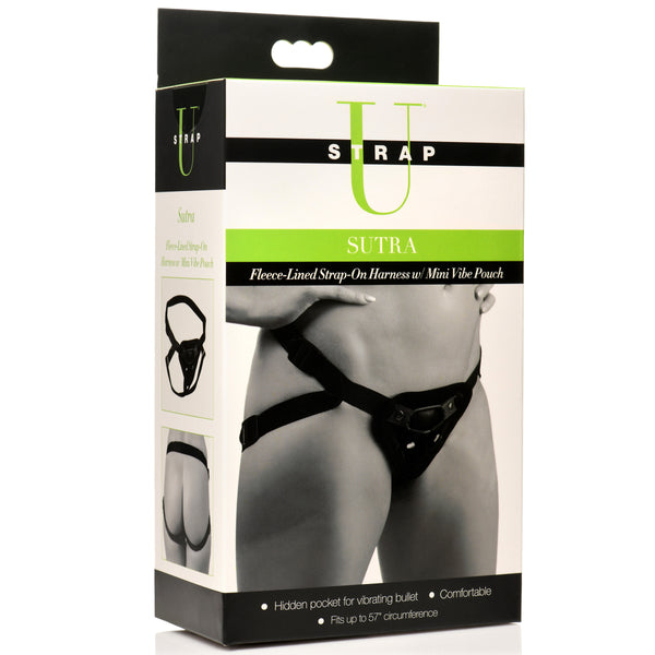 Sutra Fleece-Lined Strap On with Vibrator Pouch