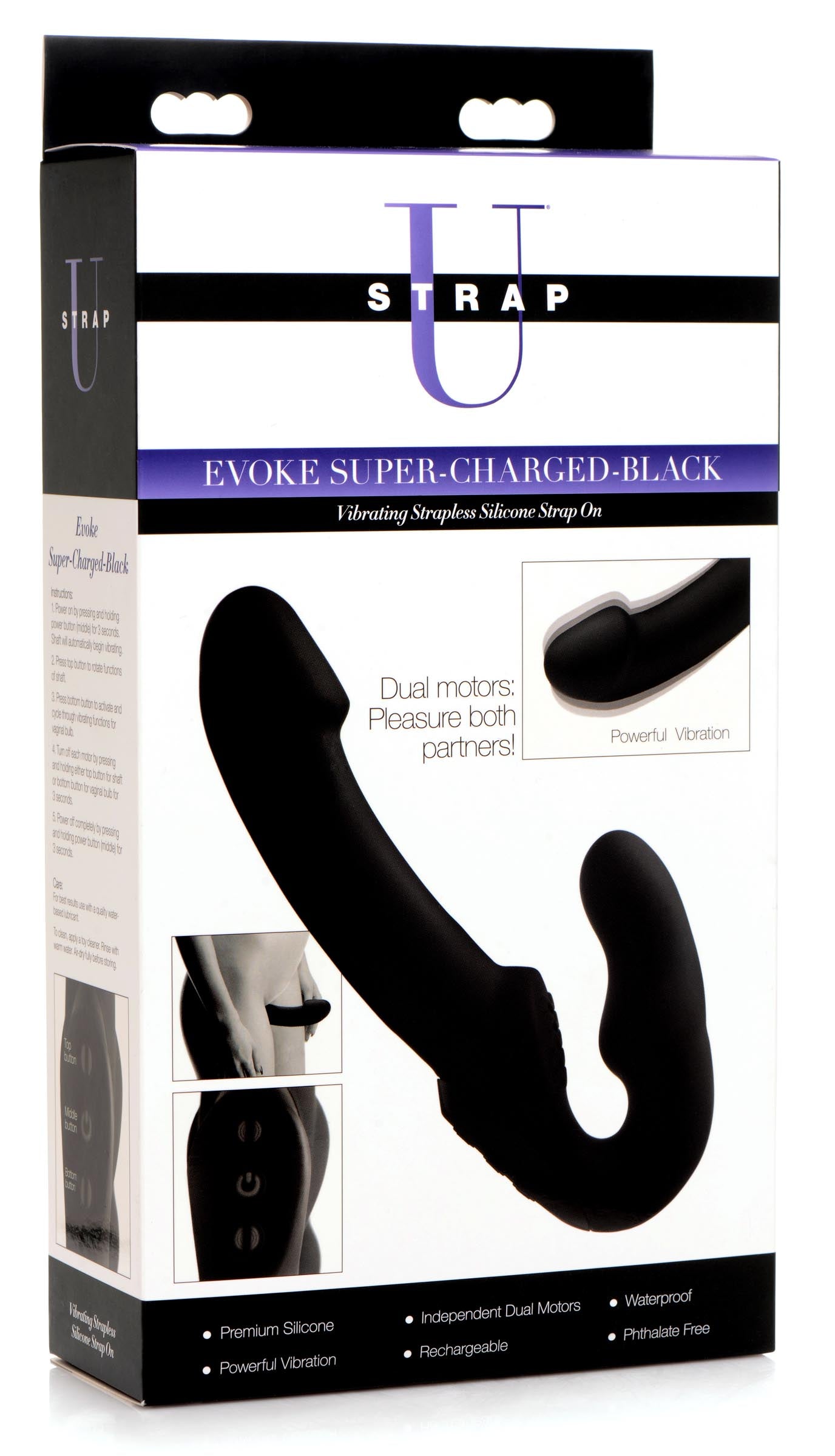 Evoke Rechargeable Vibrating Silicone Strapless Strap On