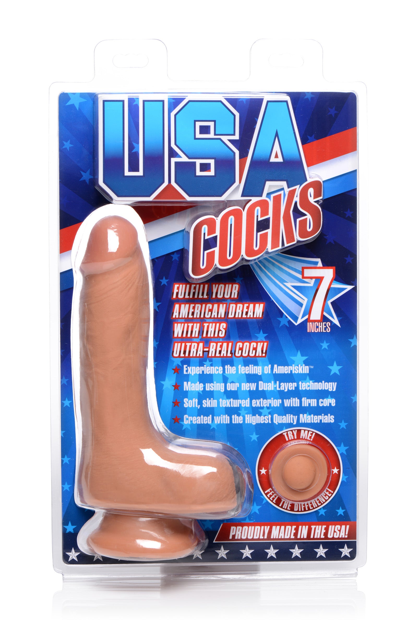 7 Inch Ultra Real Dual Layer Suction Cup Dildo- Medium Skin Tone