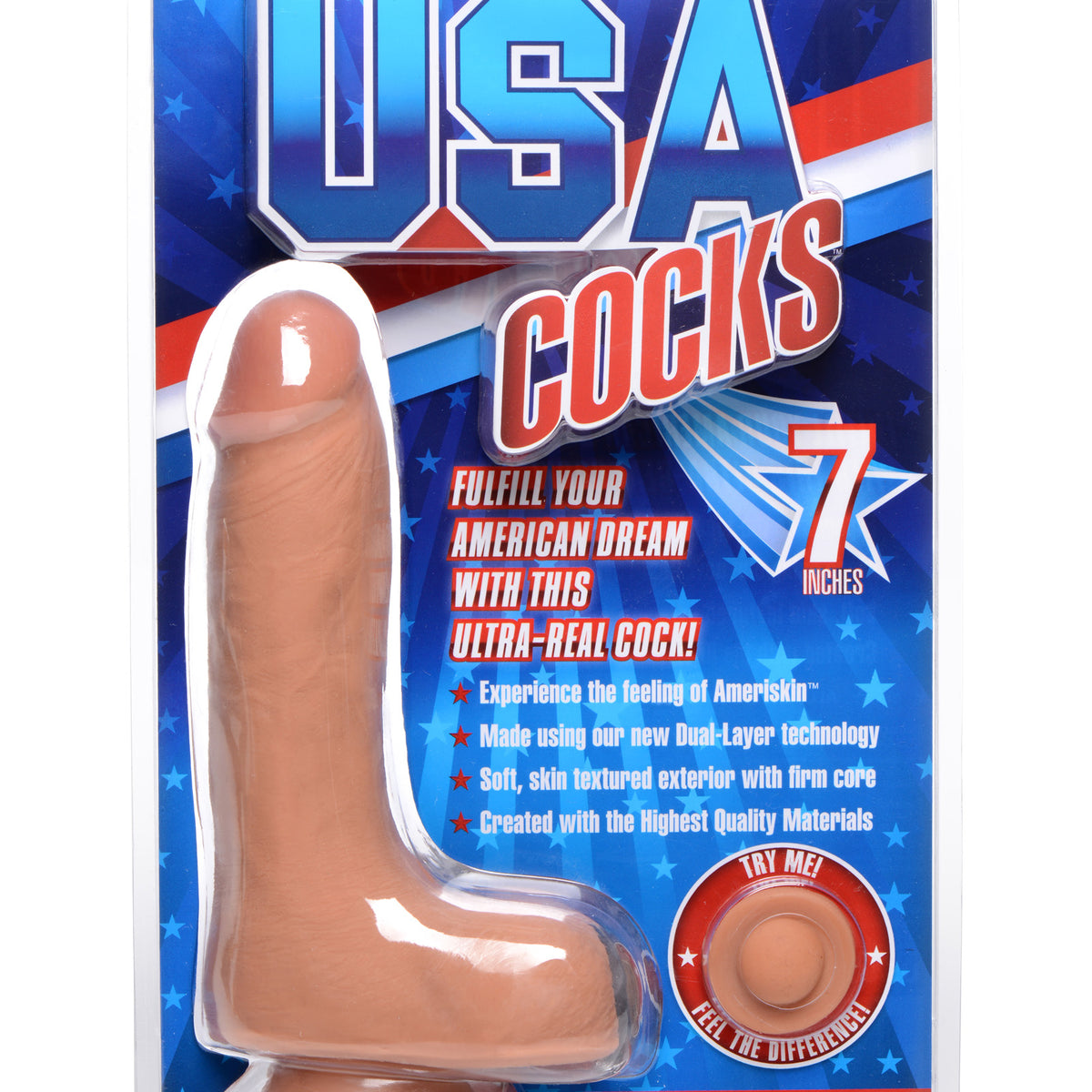 7 Inch Ultra Real Dual Layer Suction Cup Dildo- Medium Skin Tone