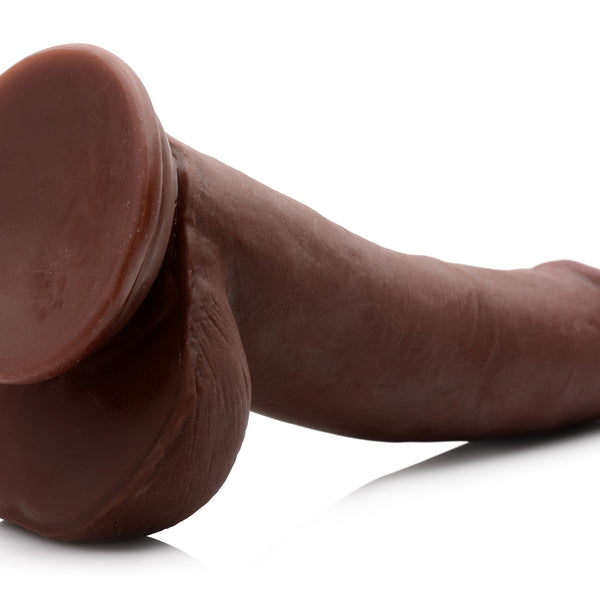 8 Inch Ultra Real Dual Layer Suction Cup Dildo- Dark Skin Tone
