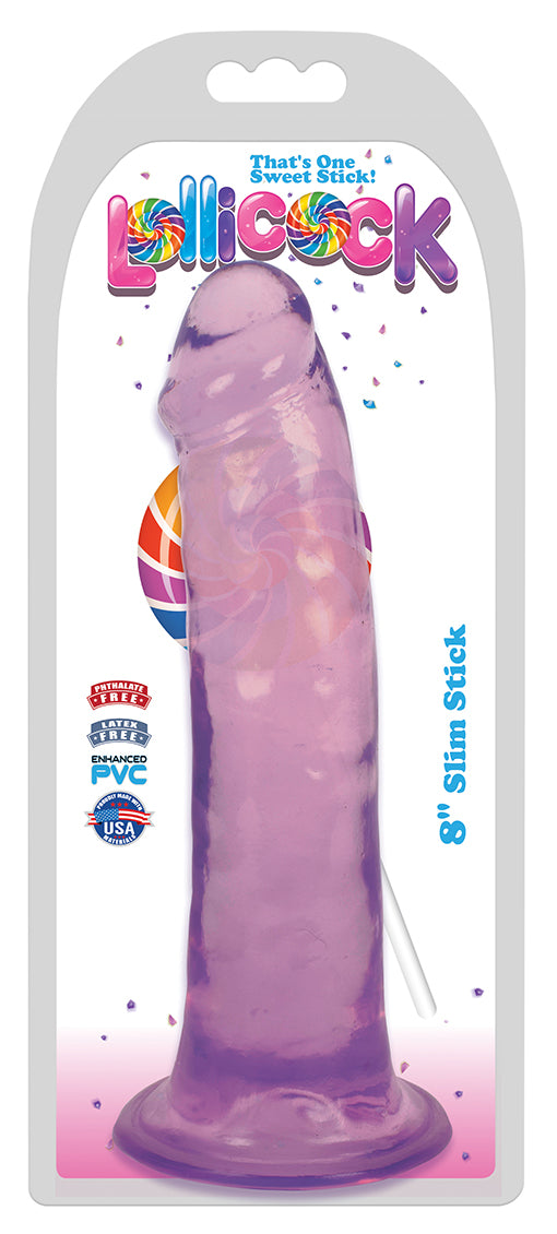 8 Inch Slim Stick with Balls Grape Ice Dildo