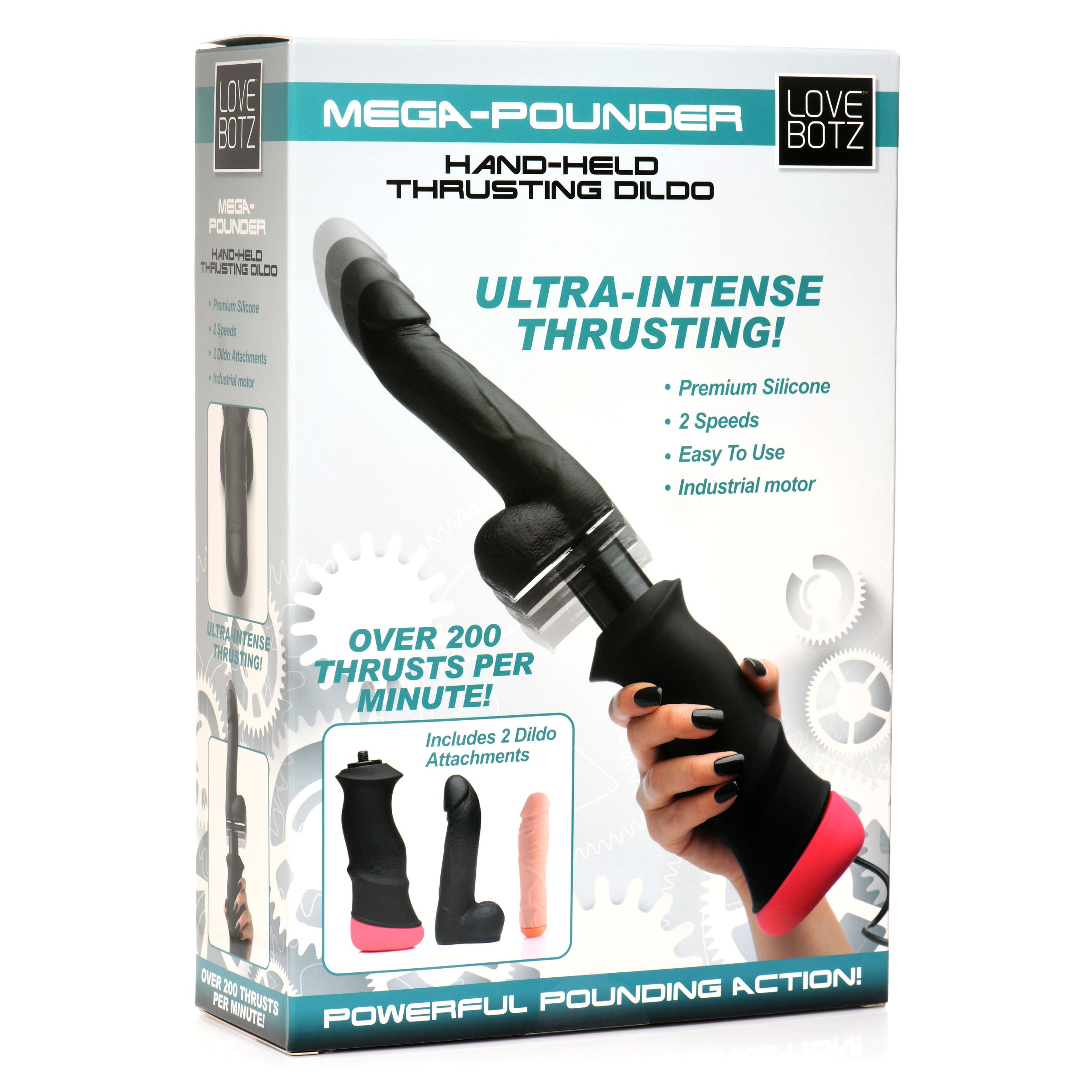 Mega-Pounder Hand-held Thrusting Silicone Dildo