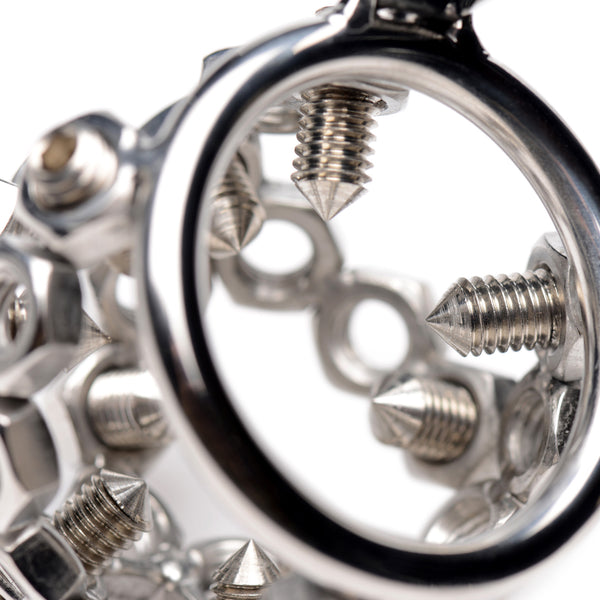 Bolted Chastity Cage with Spikes