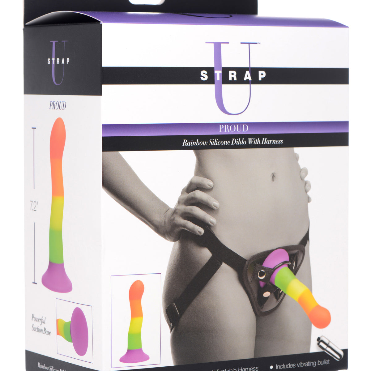 Proud Rainbow Silicone Dildo with Harness