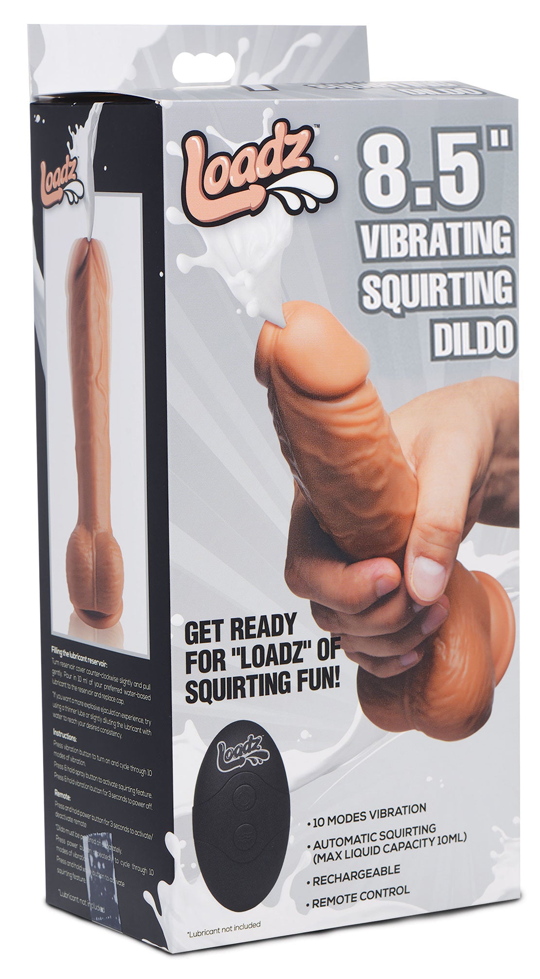 8.5 Inch Vibrating Squirting Dildo with Remote Control - Light