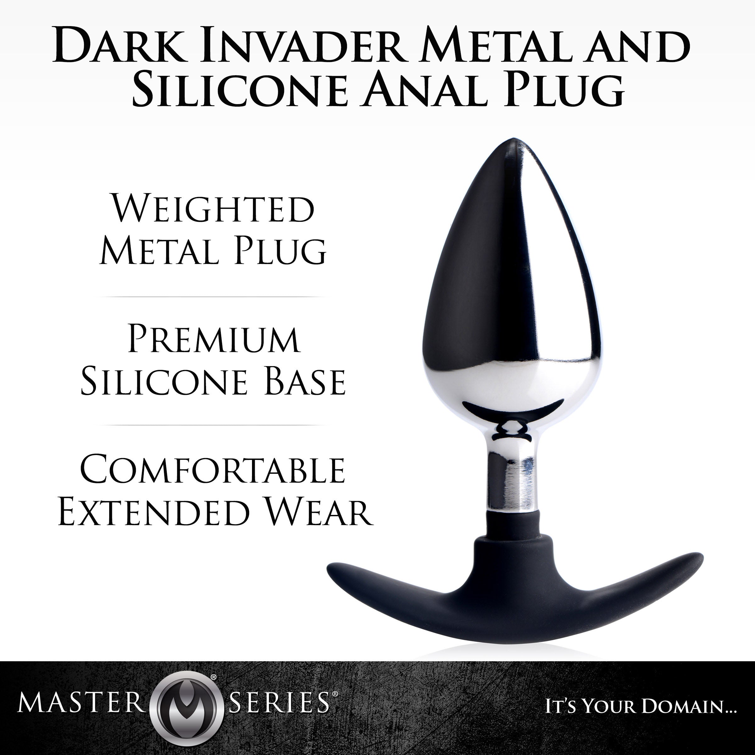 Dark Invader Metal and Silicone Anal Plug - Small